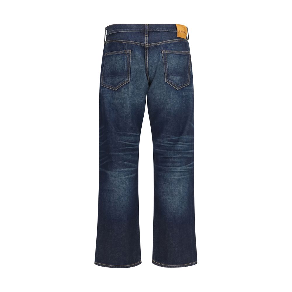Tom Ford Blue Cotton Straight-Leg Men's Jeans