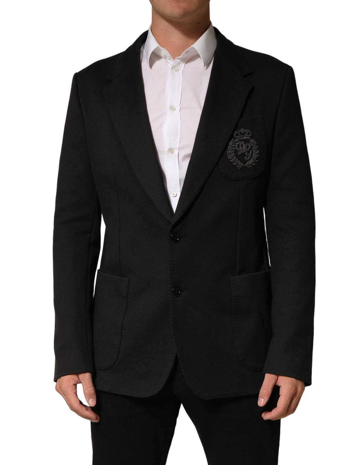 Dolce & Gabbana Black Embroidered Single Breasted Men's Jacket (Pre-Owned)