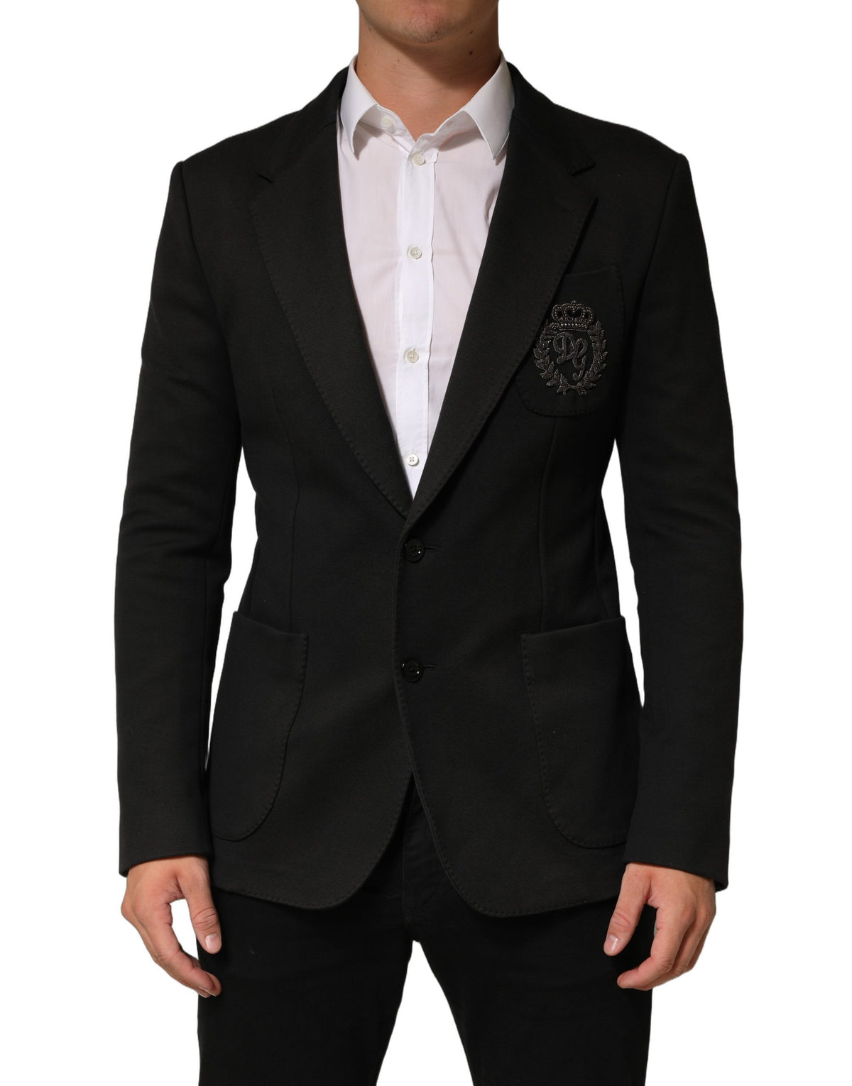 Dolce & Gabbana Black Embroidered Single Breasted Men Men's Jacket (Pre-Owned)