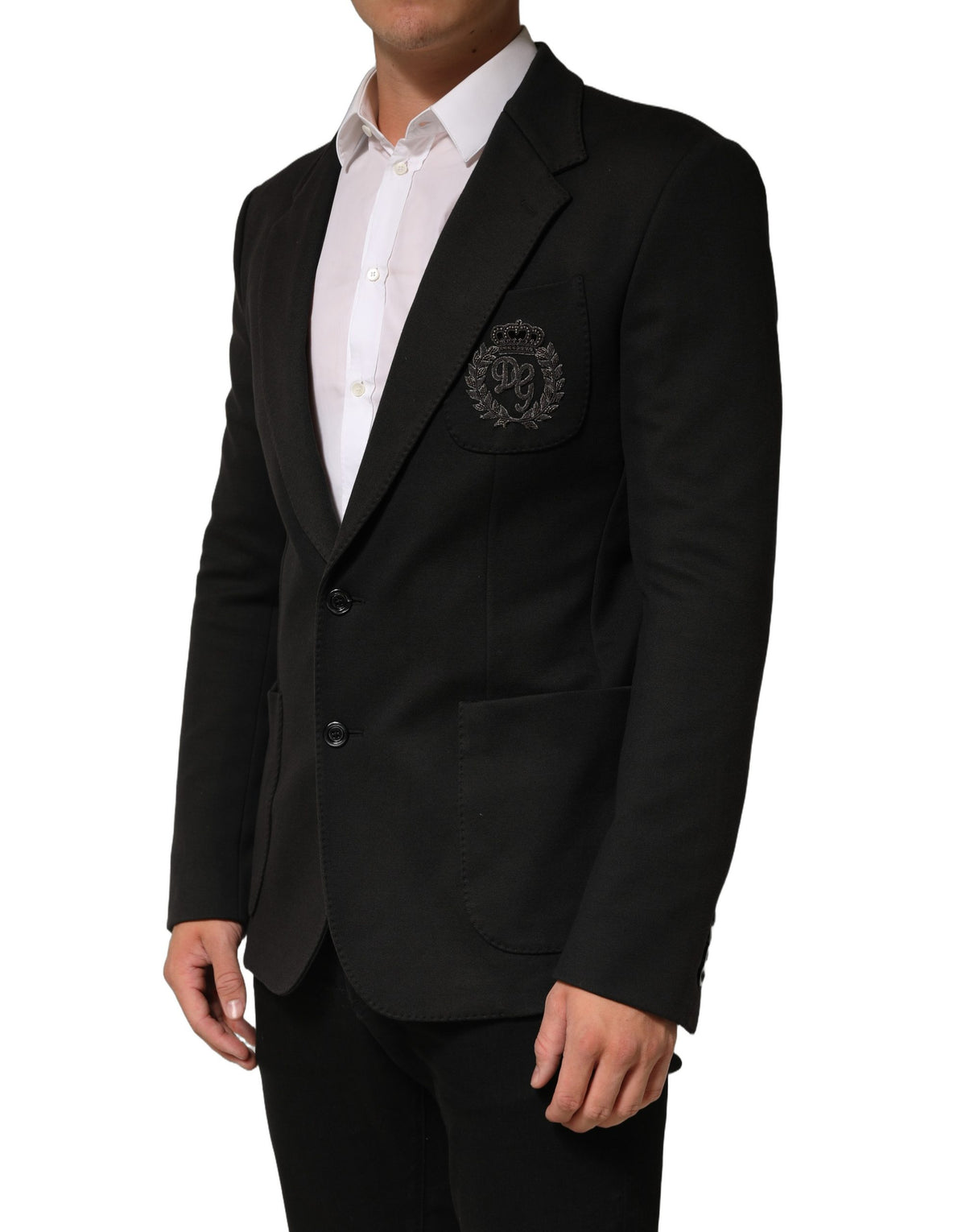Dolce & Gabbana Black Embroidered Single Breasted Men Men's Jacket (Pre-Owned)