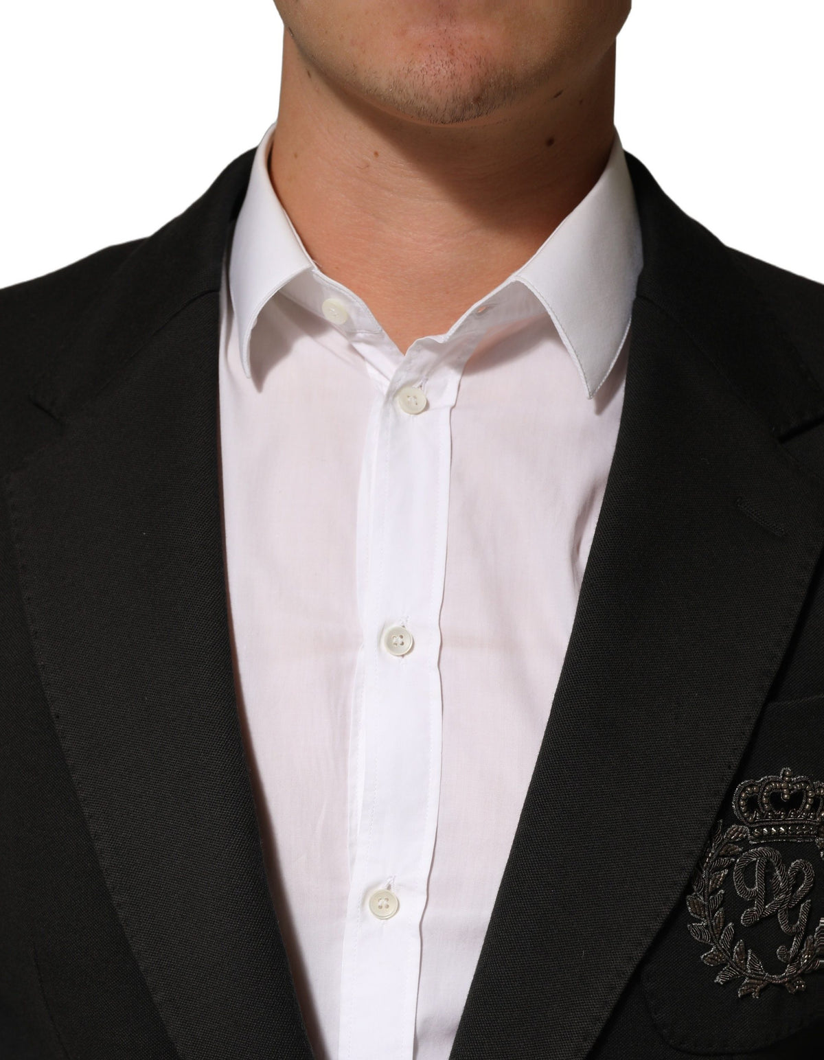Dolce & Gabbana Black Embroidered Single Breasted Men Men's Jacket (Pre-Owned)