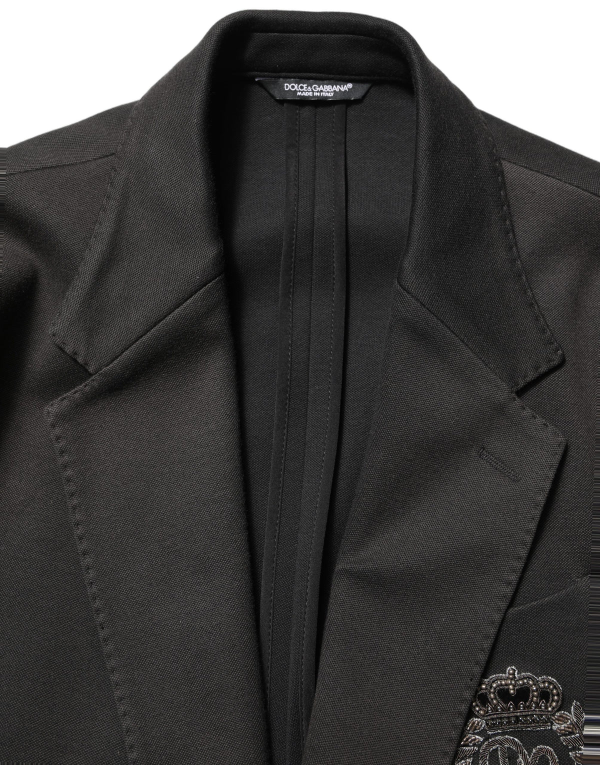 Dolce & Gabbana Black Embroidered Single Breasted Men Men's Jacket (Pre-Owned)