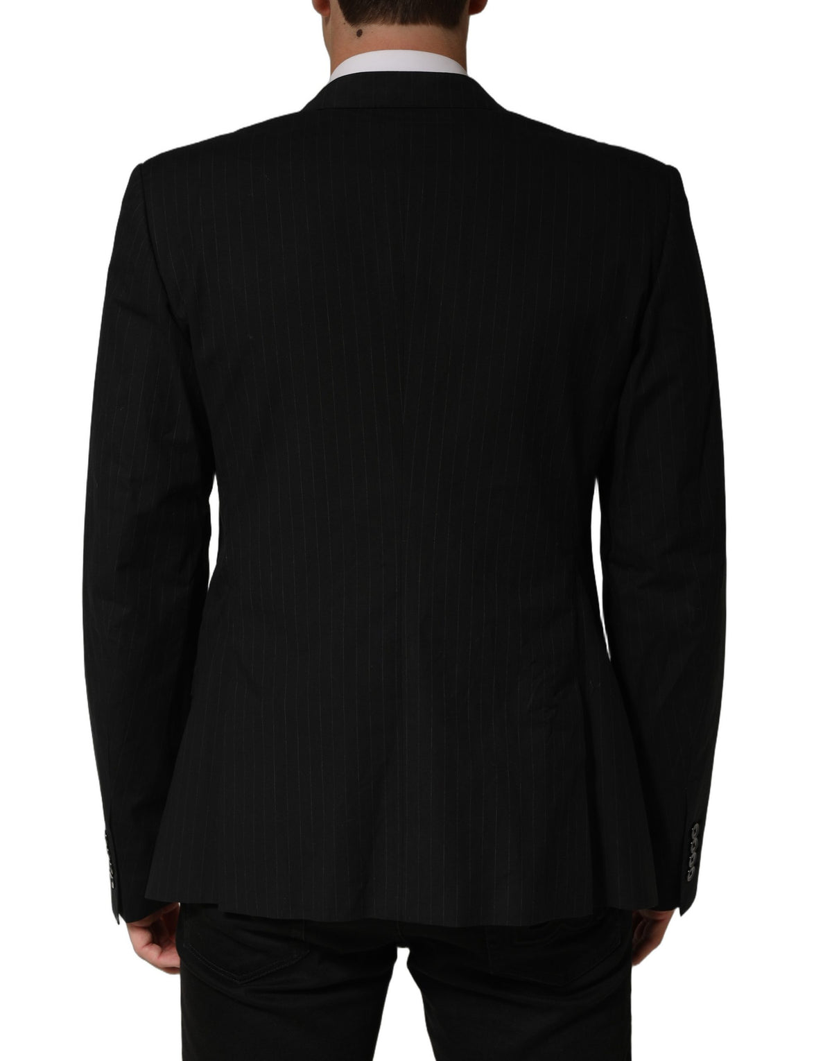 Dolce & Gabbana Black Pinstripe Men Single Breasted Men's Jacket
