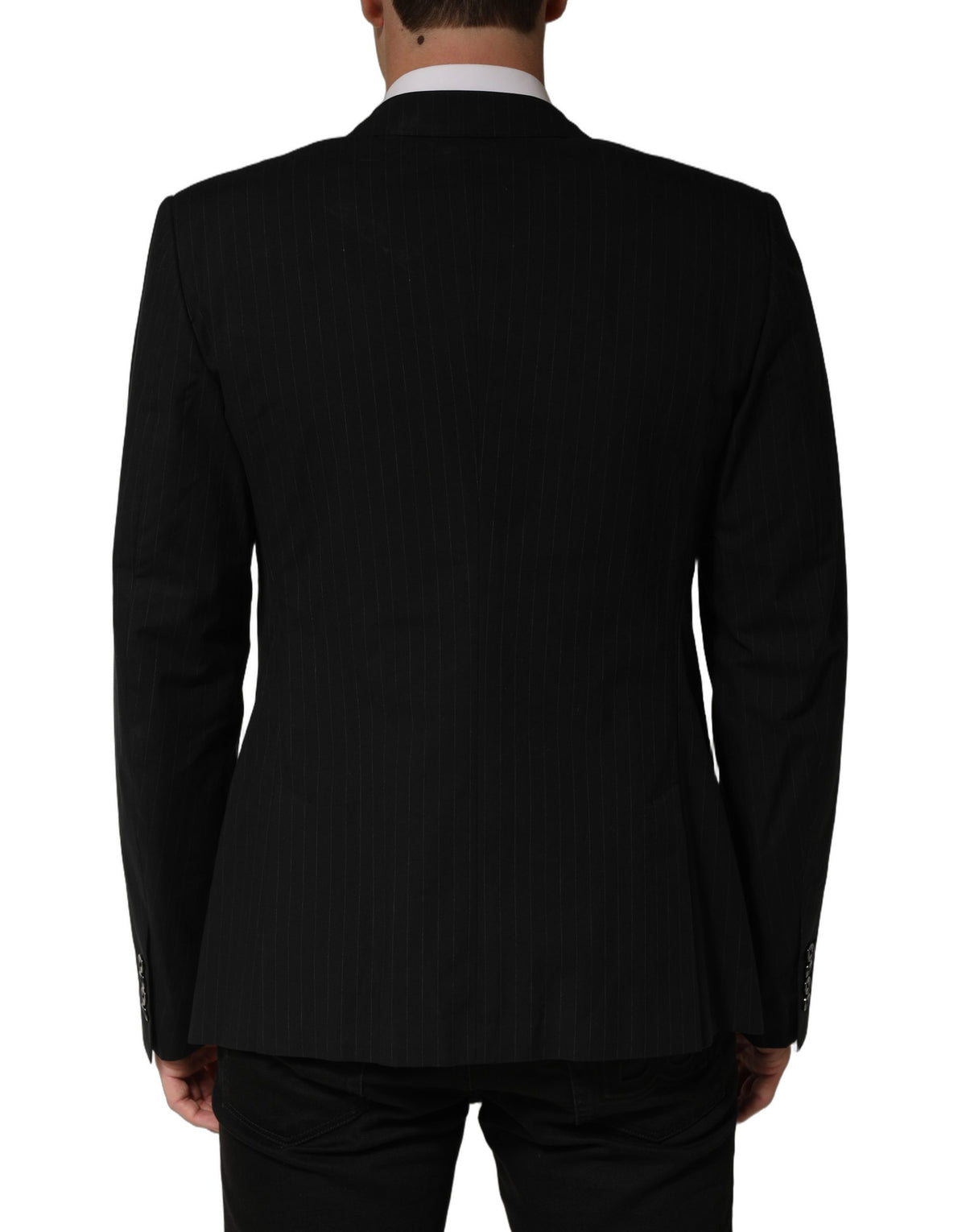 Dolce & Gabbana Black Pinstripe Men Single Breasted Men's Jacket