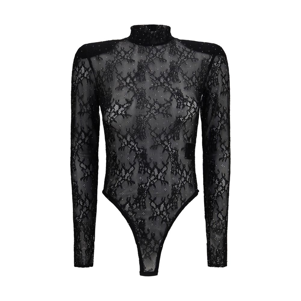 Nissa Black Nylon Women's Bodysuit