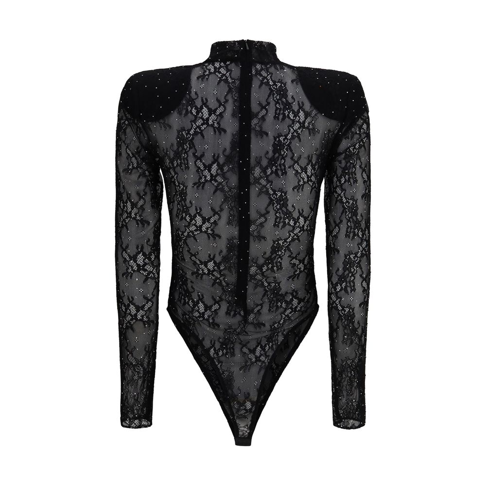 Nissa Black Nylon Women's Bodysuit