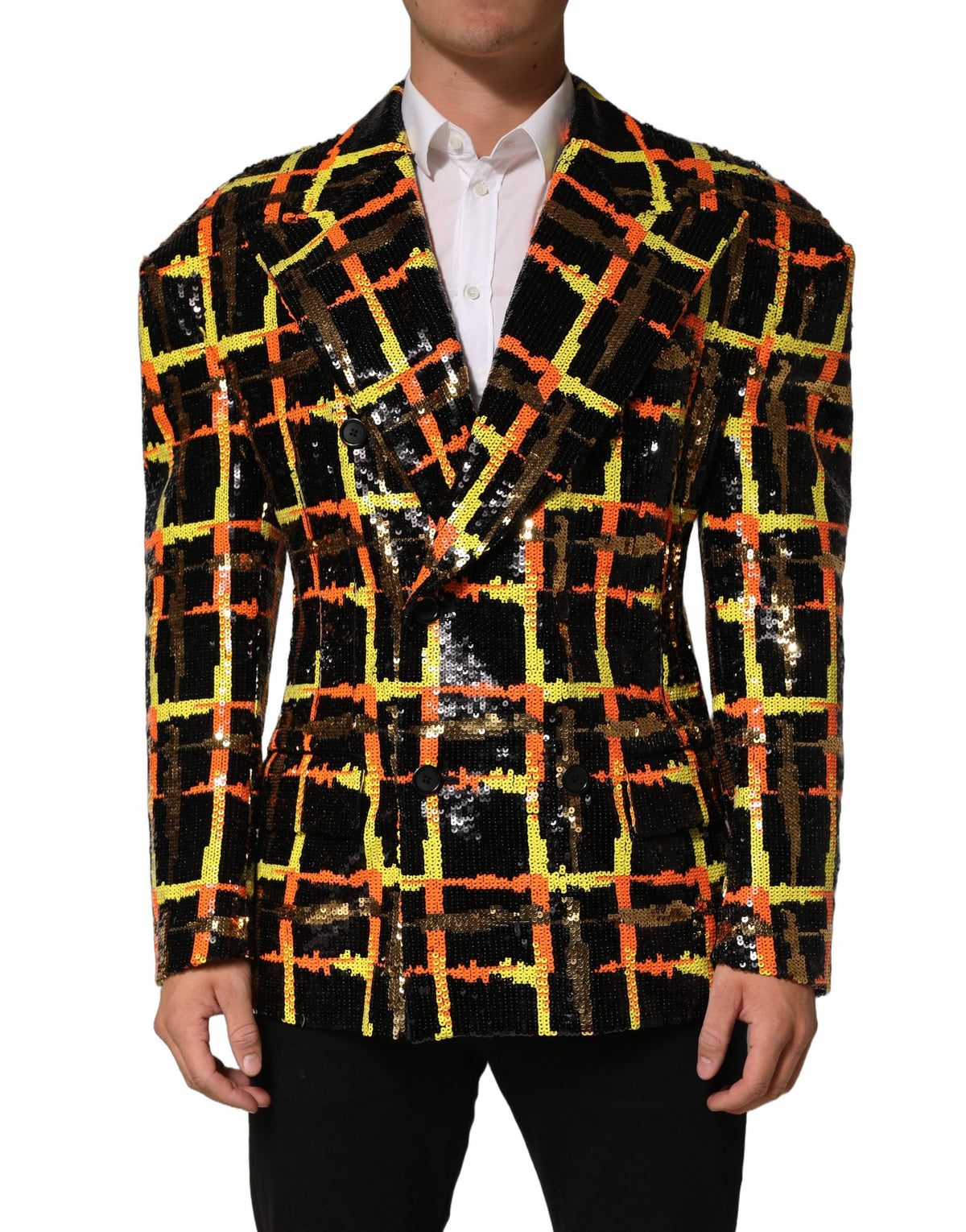 Dolce & Gabbana Multicolor Sequin Embellished Double Breasted Men's Jacket