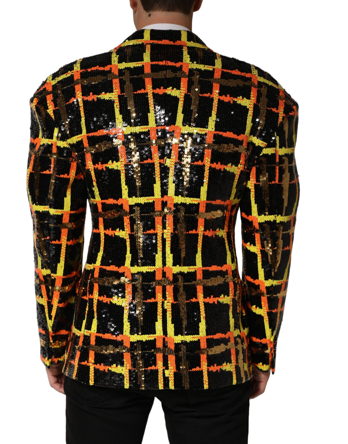 Dolce & Gabbana Multicolor Sequin Embellished Double Breasted Men's Jacket