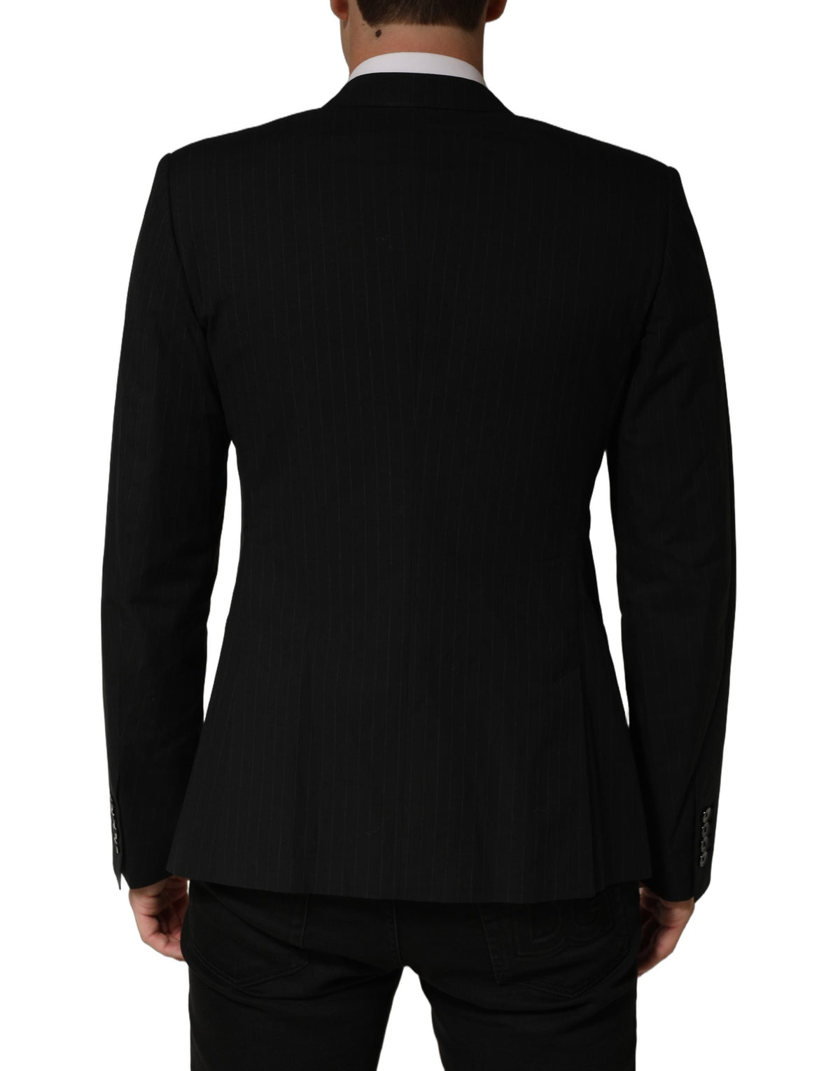 Dolce & Gabbana Black Pinstripe Men Single Breasted Men's Jacket