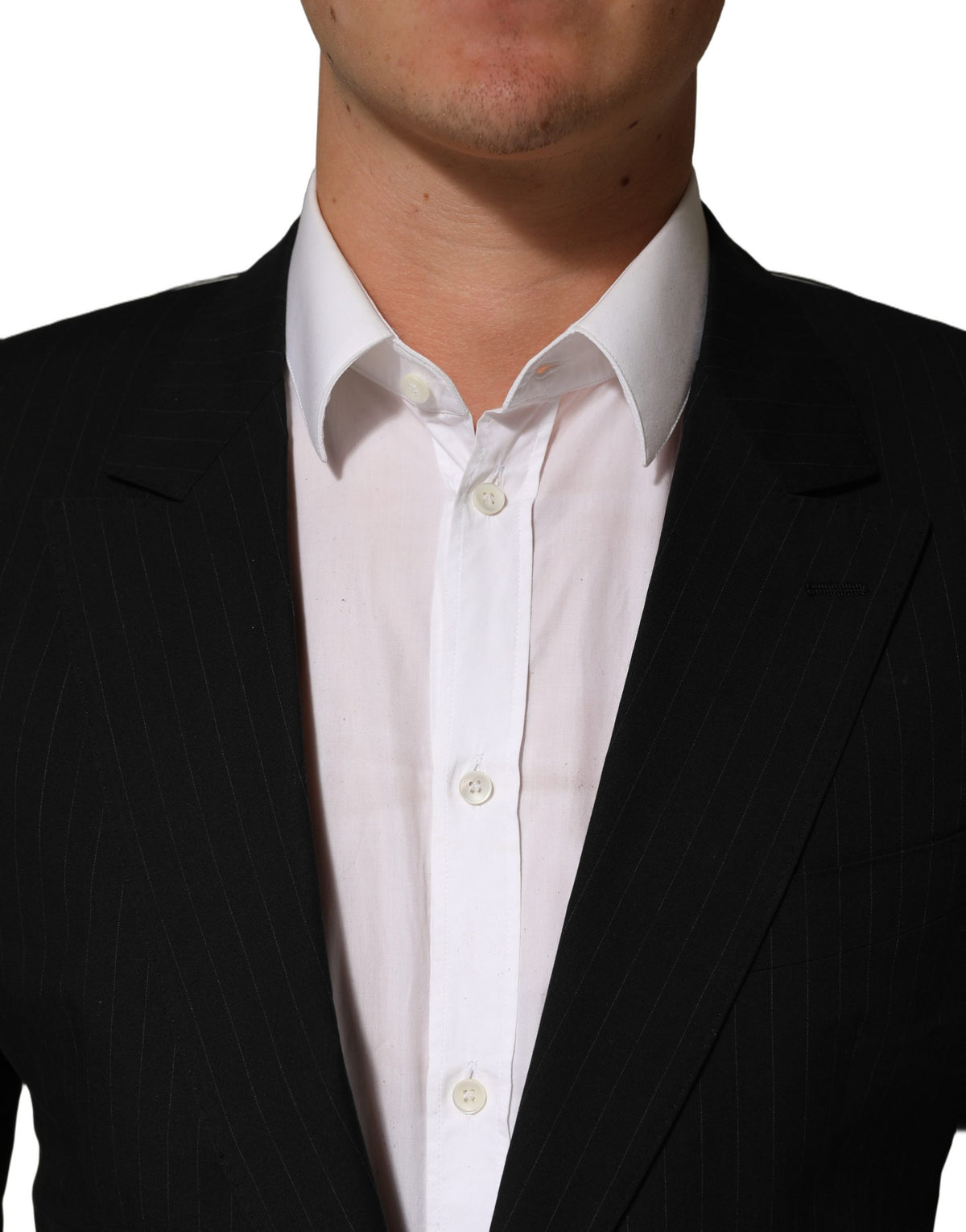 Dolce & Gabbana Black Pinstripe Men Single Breasted Men's Jacket
