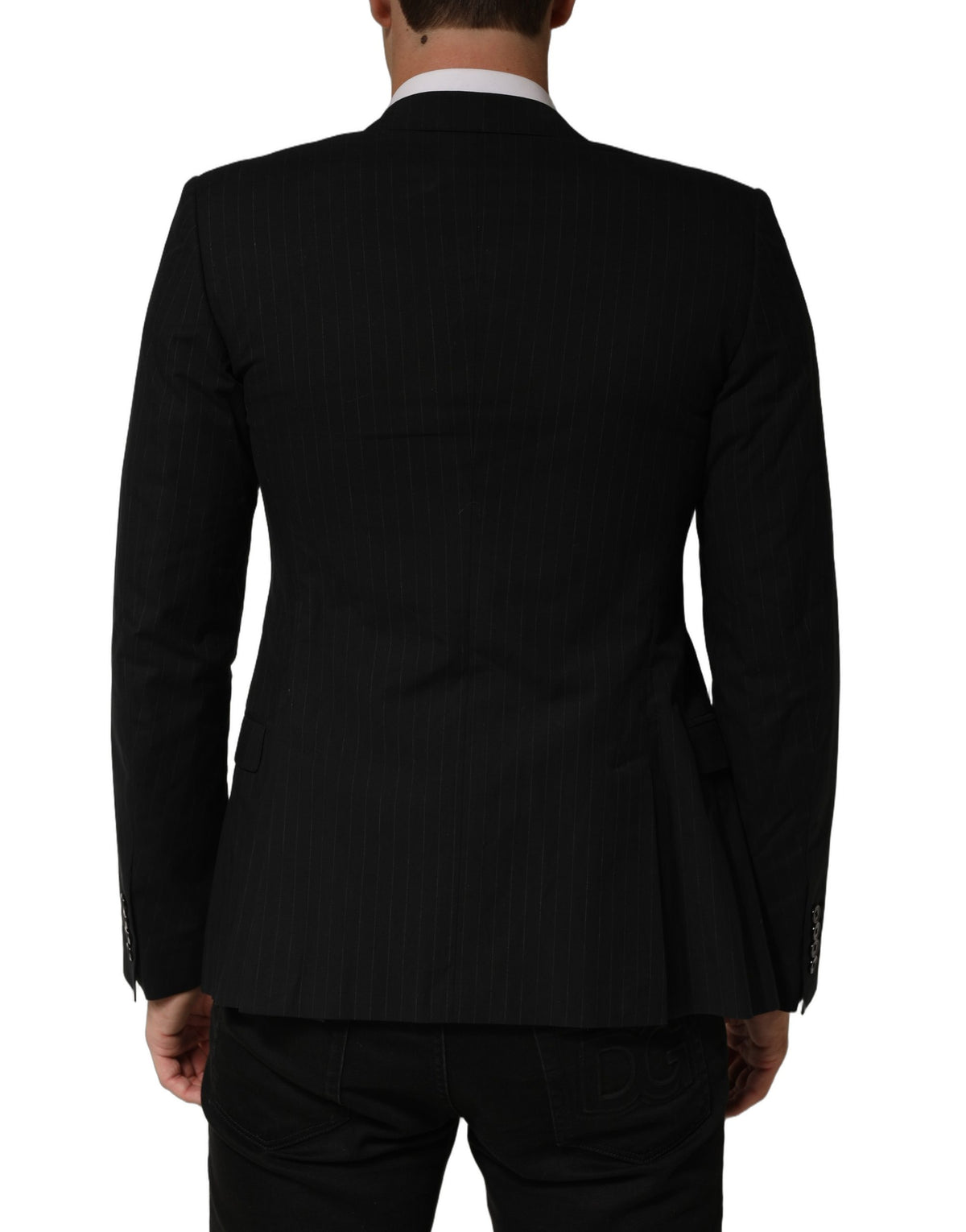 Dolce & Gabbana Black Pinstripe Men Single Breasted Men's Jacket (Pre-Owned)