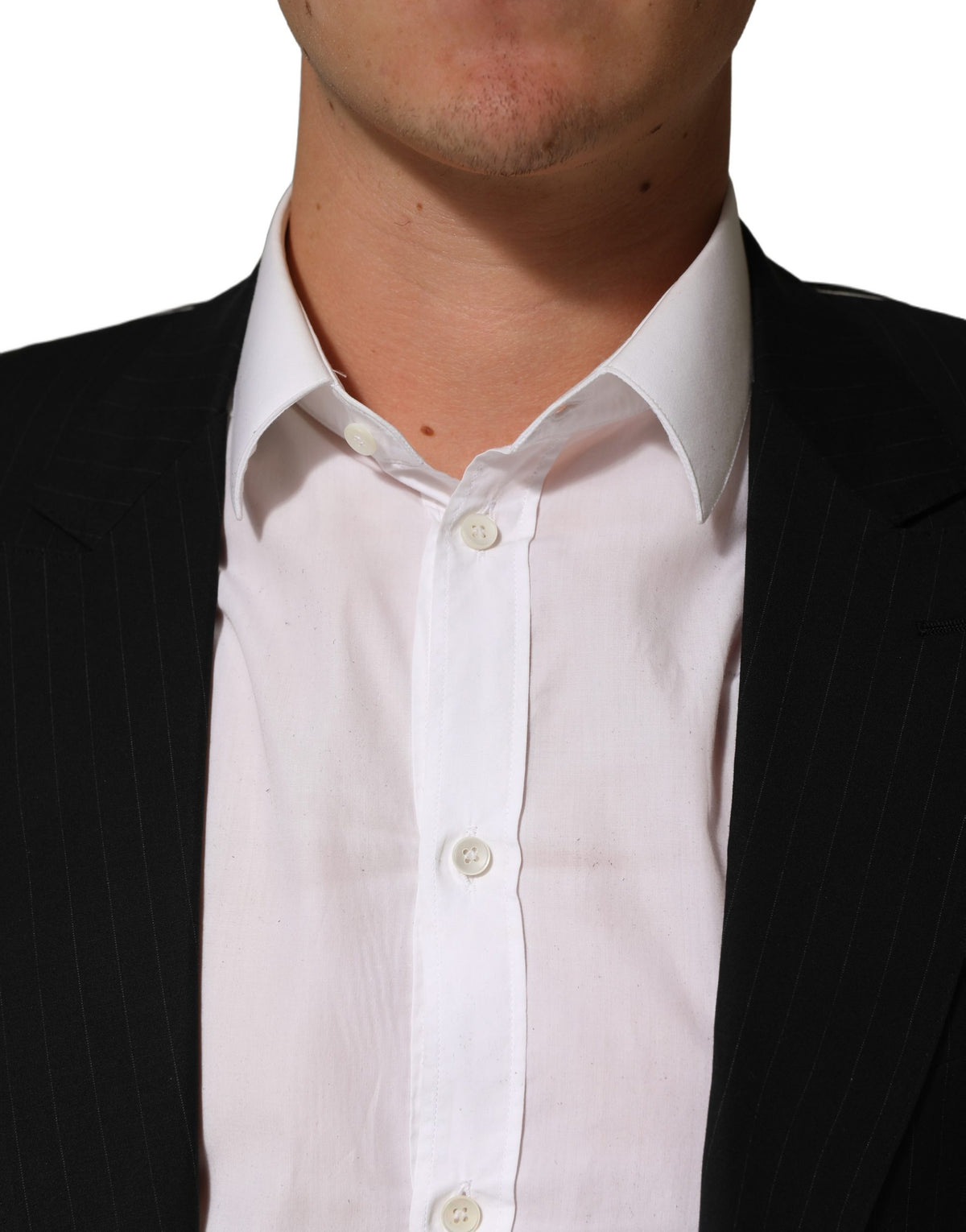 Dolce & Gabbana Black Pinstripe Men Single Breasted Men's Jacket (Pre-Owned)