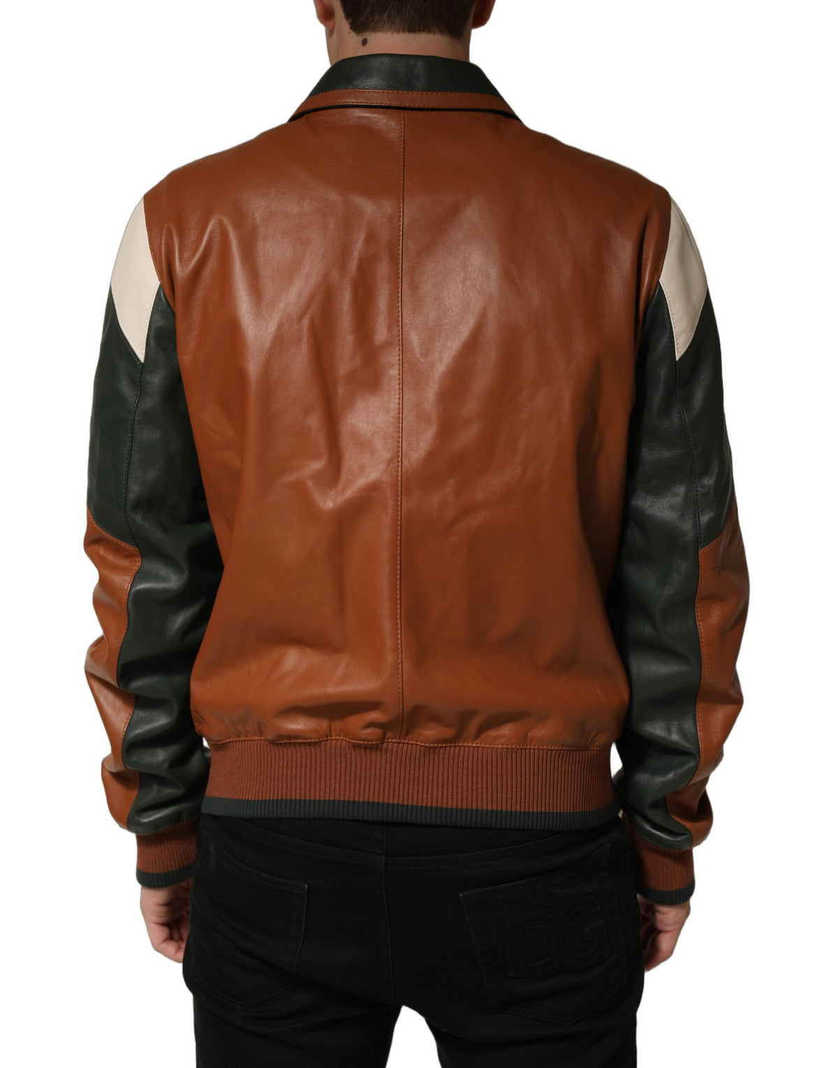 Dolce & Gabbana Multicolored Leather Full Zip Men Men's Jacket (Pre-Owned)