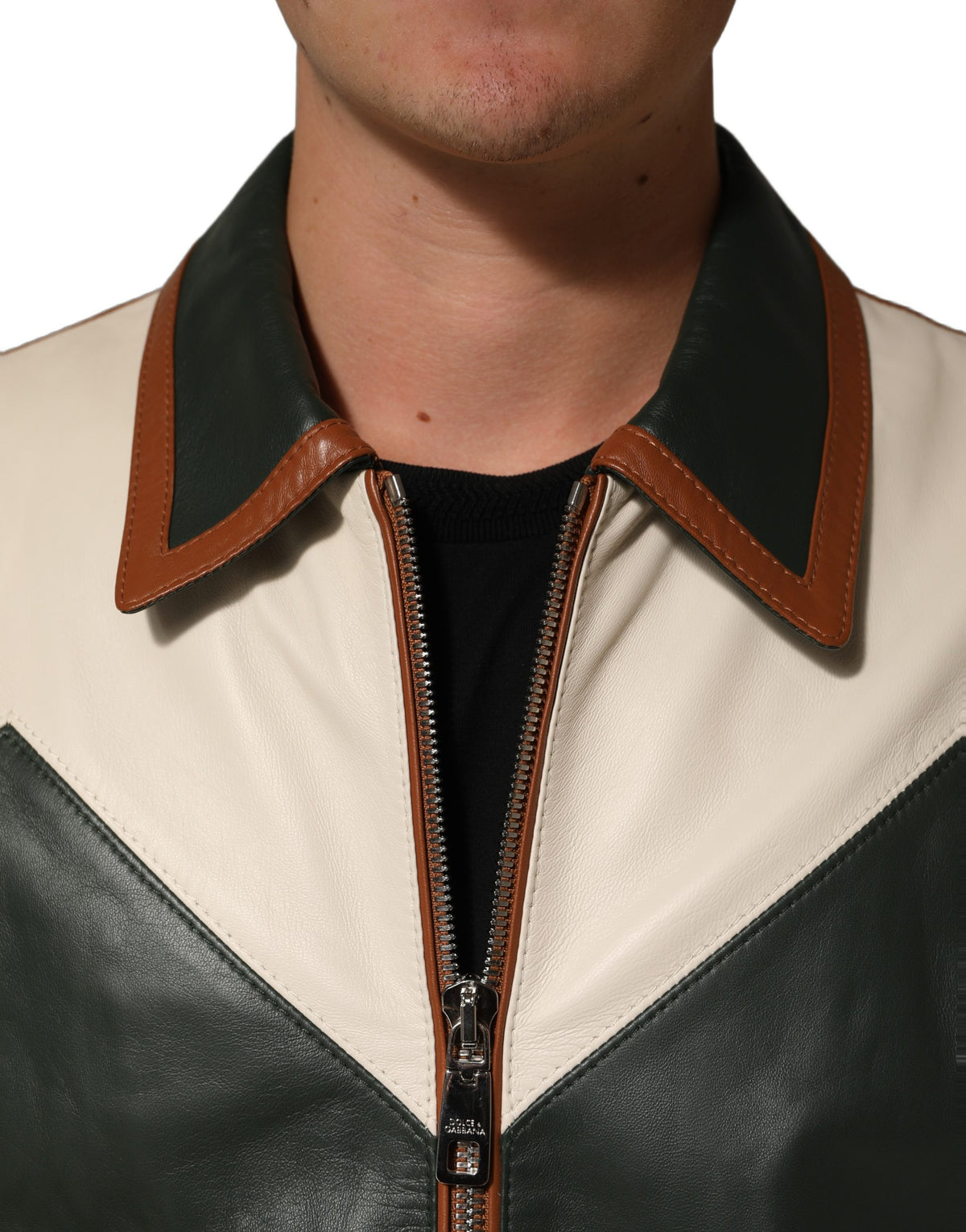 Dolce & Gabbana Multicolored Leather Full Zip Men Men's Jacket (Pre-Owned)