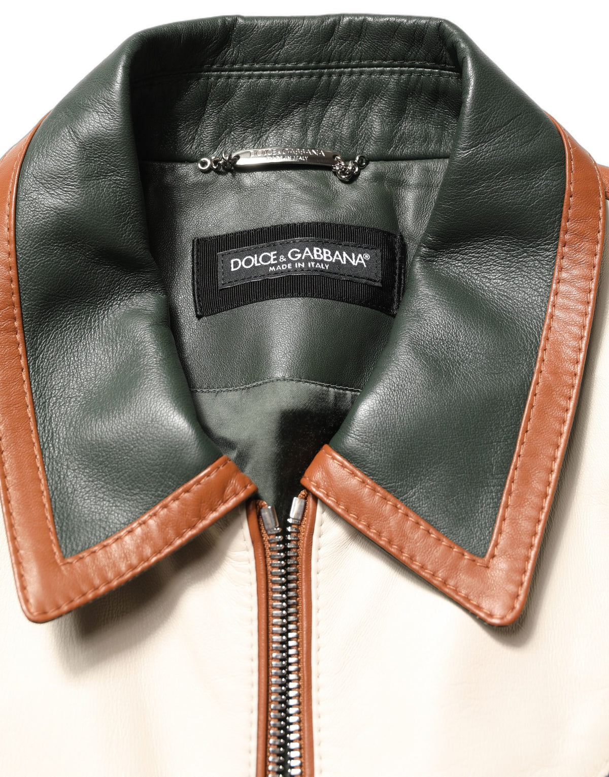 Dolce & Gabbana Multicolored Leather Full Zip Men Men's Jacket (Pre-Owned)