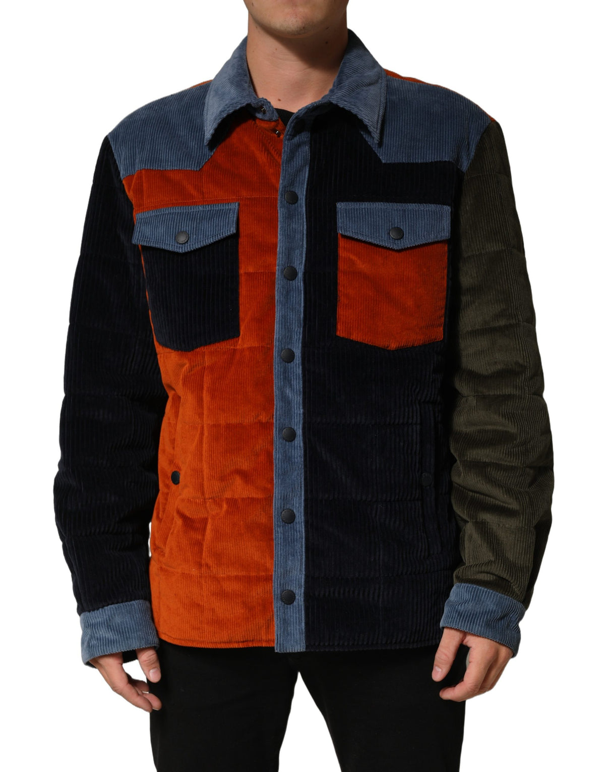 Dolce & Gabbana Multicolor Cotton Corduroy ButtonUp Men's Jacket (Pre-Owned)