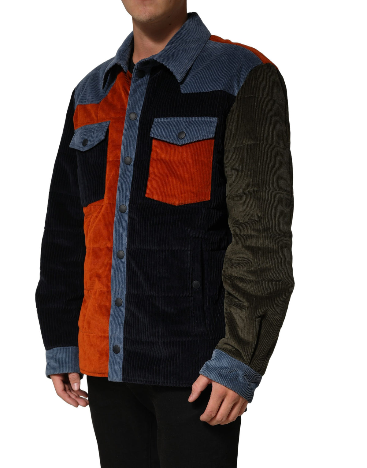 Dolce & Gabbana Multicolor Cotton Corduroy ButtonUp Men's Jacket (Pre-Owned)