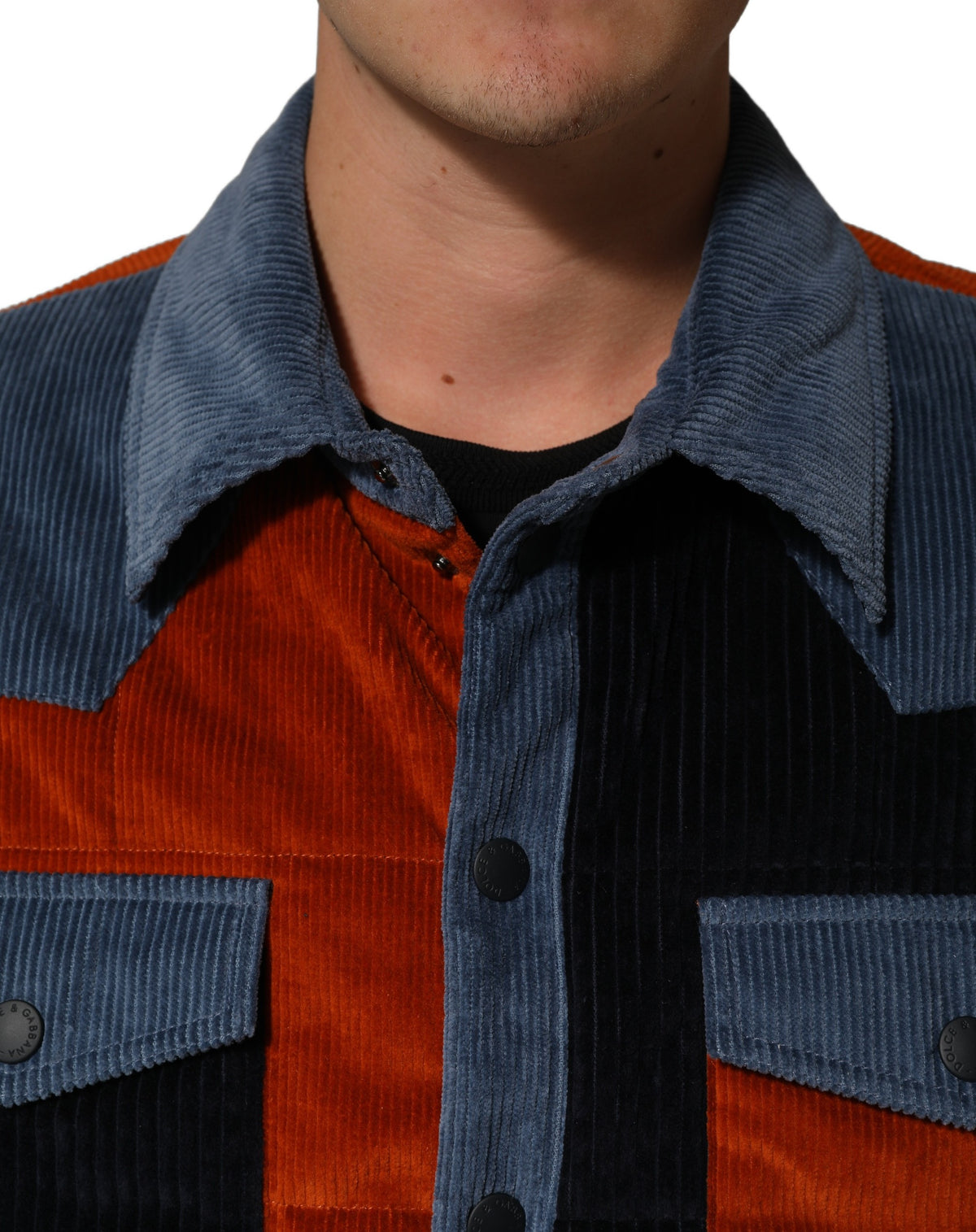Dolce & Gabbana Multicolor Cotton Corduroy ButtonUp Men's Jacket (Pre-Owned)