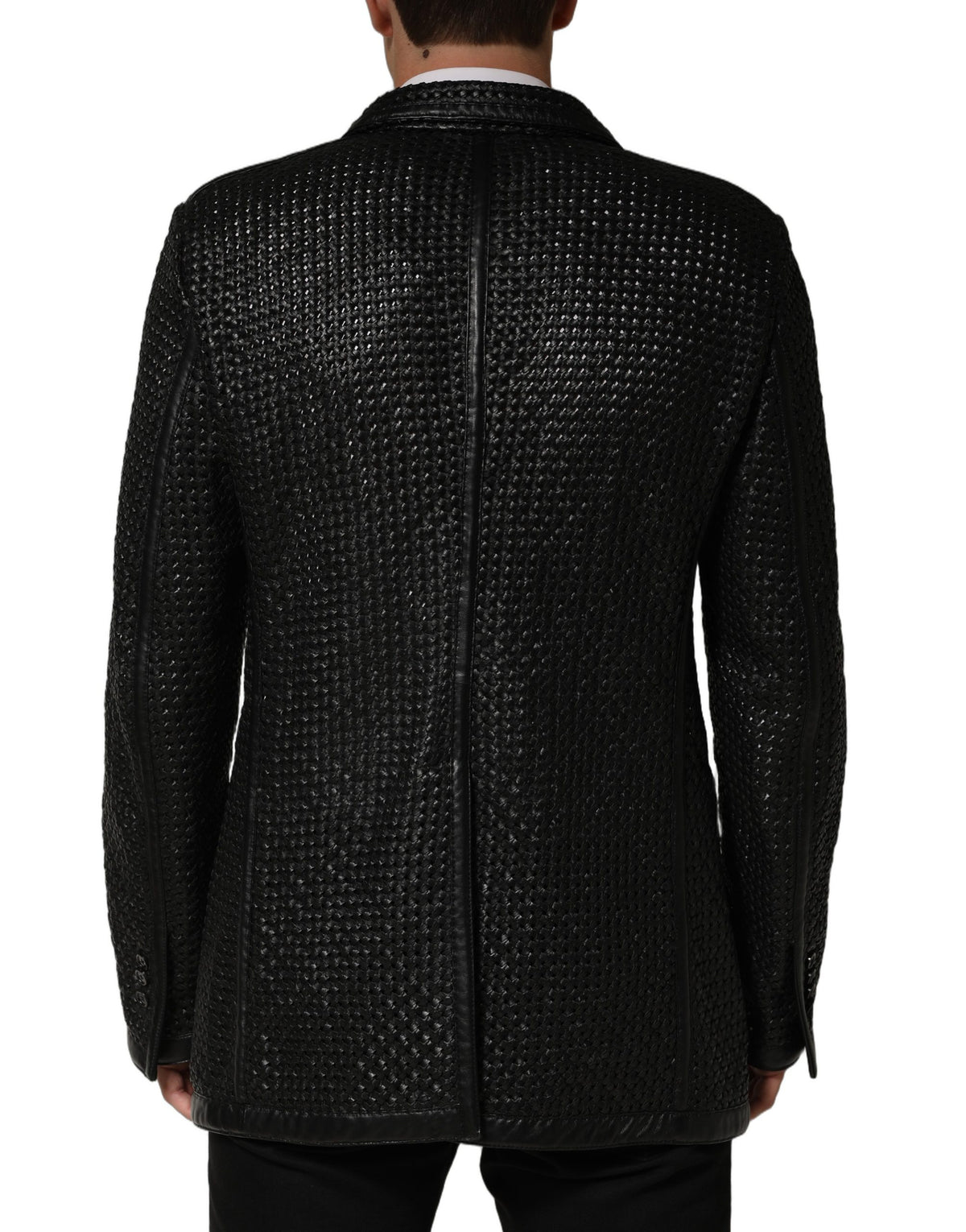 Dolce & Gabbana Black Lamb Leather Double Breasted Men's Jacket