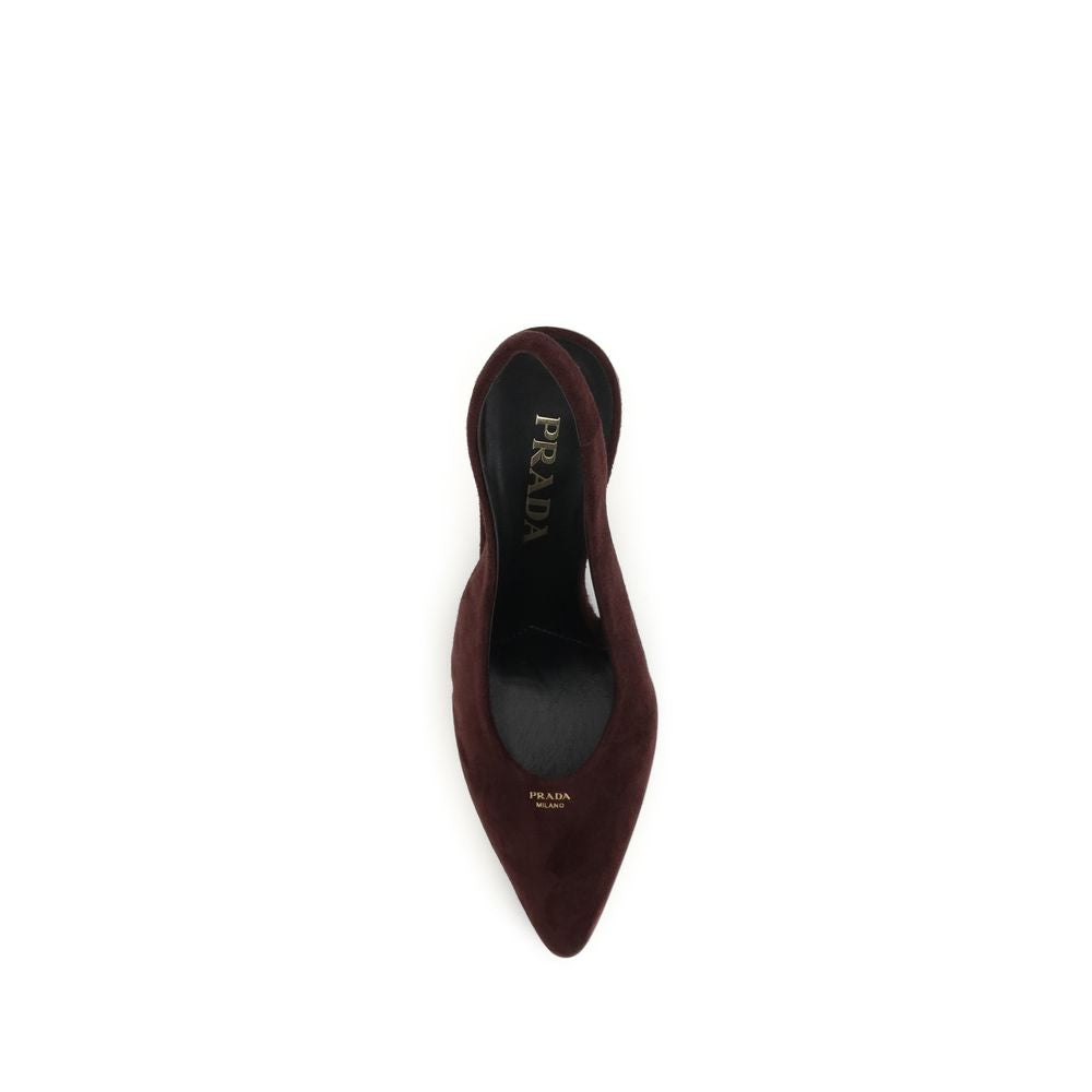 Prada Bordeaux Calf Leather Bos Taurus High Heel Women's Pumps