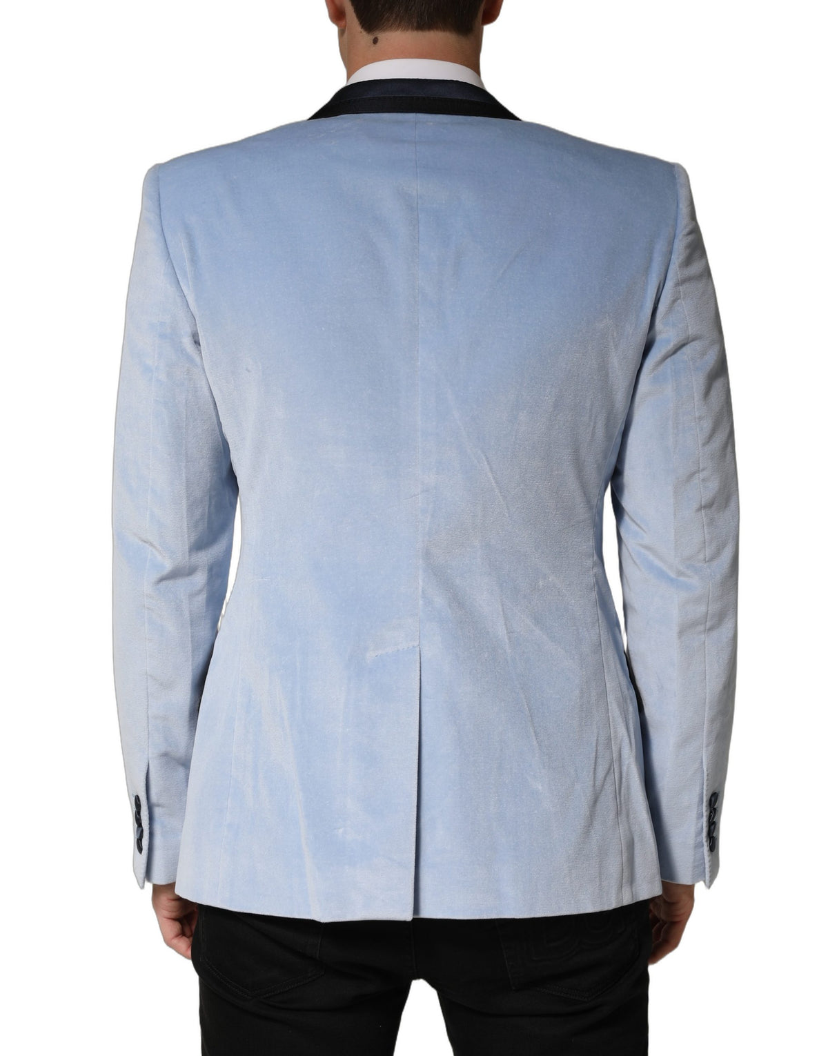 Dolce & Gabbana Blue Cotton Formal Single Breasted Men's Jacket