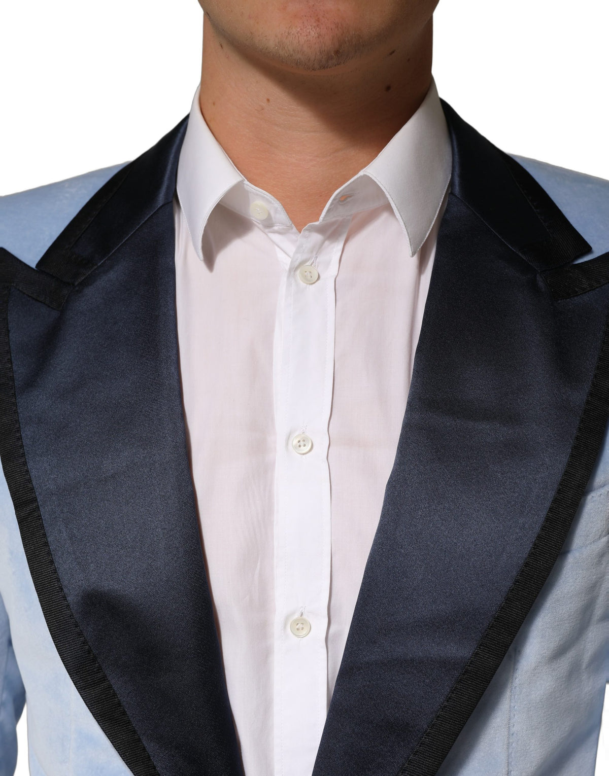 Dolce & Gabbana Blue Cotton Formal Single Breasted Men's Jacket
