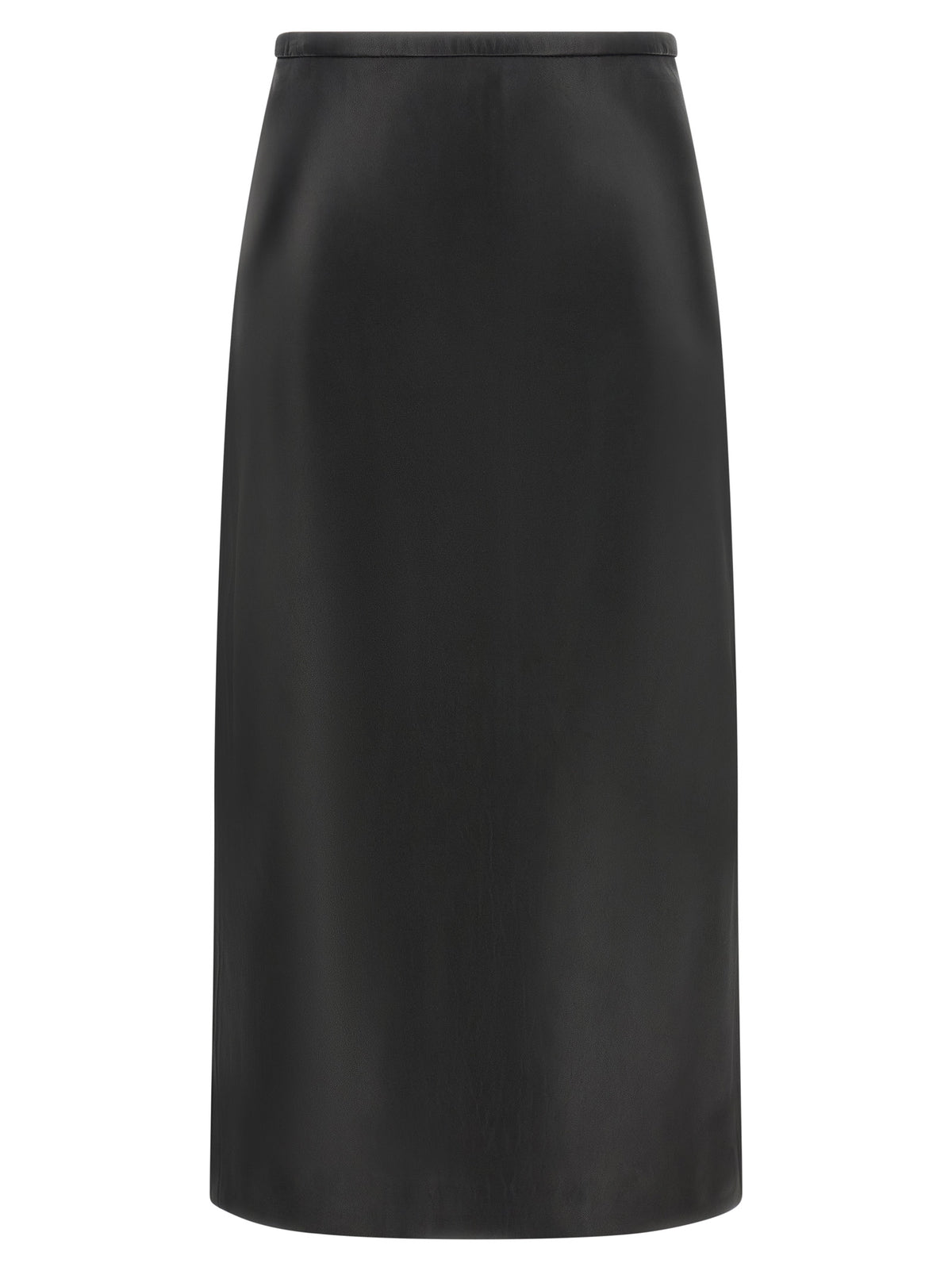CO Black Lamb Leather Midi Women's Skirt