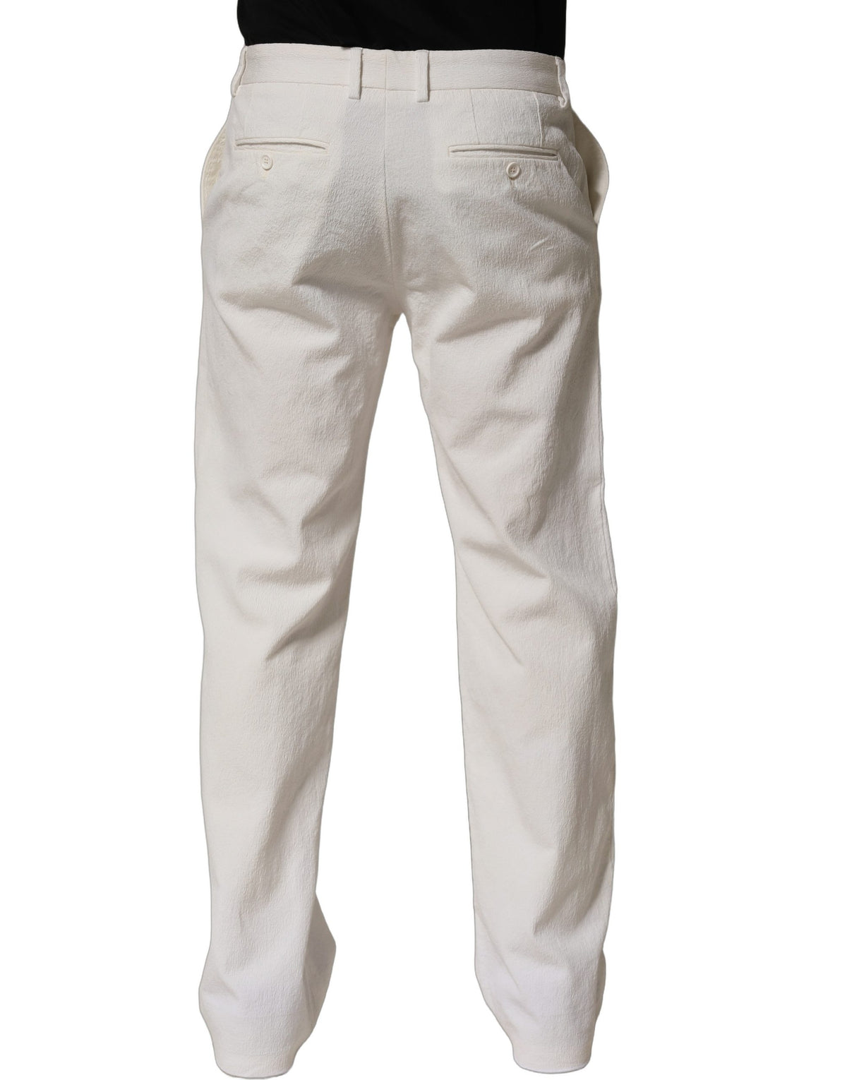 Dolce & Gabbana White Cotton StraightLeg Casual Trouser Men's Pants (Pre-Owned)
