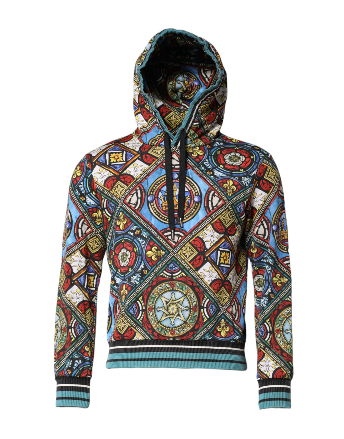 Dolce & Gabbana Multicolor Printed Hooded Sweatshirt Men's Sweater