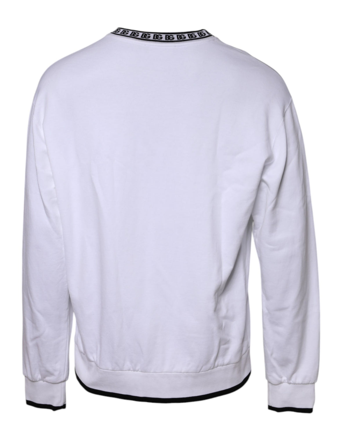 Dolce & Gabbana White Cotton DG Crew Neck Sweatshirt Men's Sweater (Pre-Owned)