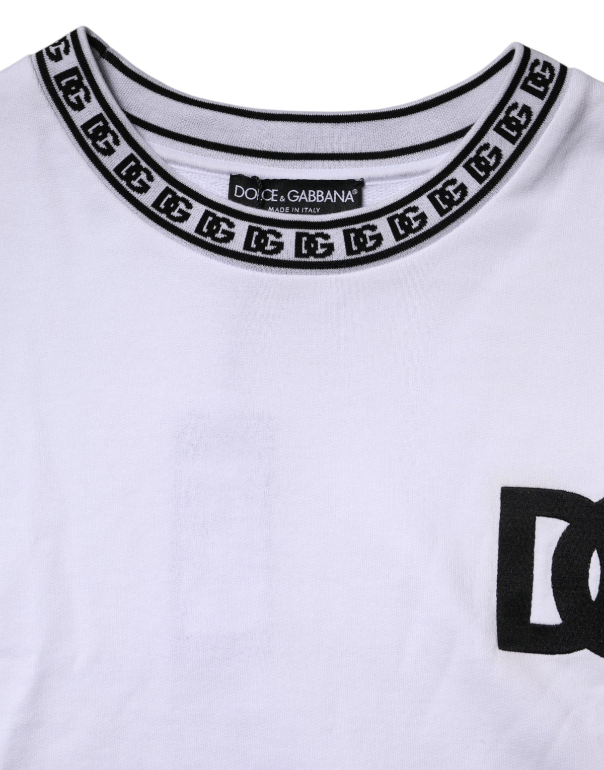 Dolce & Gabbana White Cotton DG Crew Neck Sweatshirt Men's Sweater (Pre-Owned)