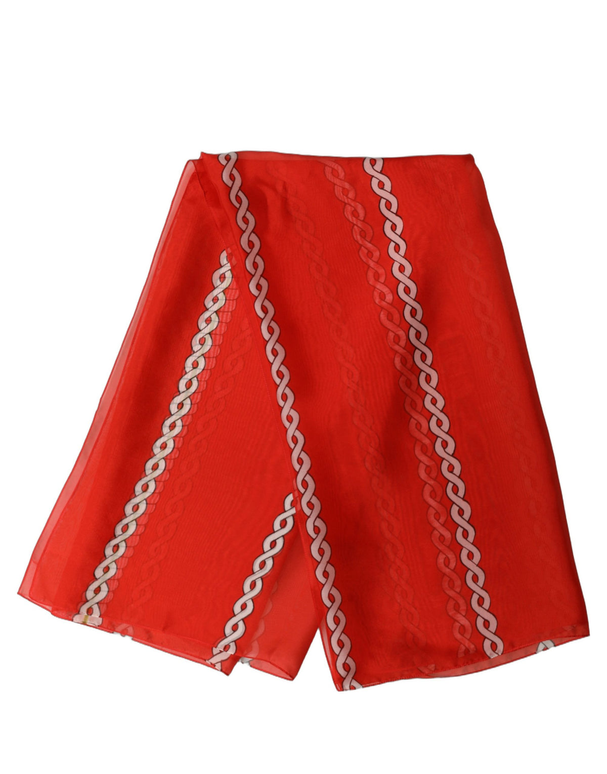 Dolce & Gabbana Red Silk Braided Rope Square Foulard Women's Scarf