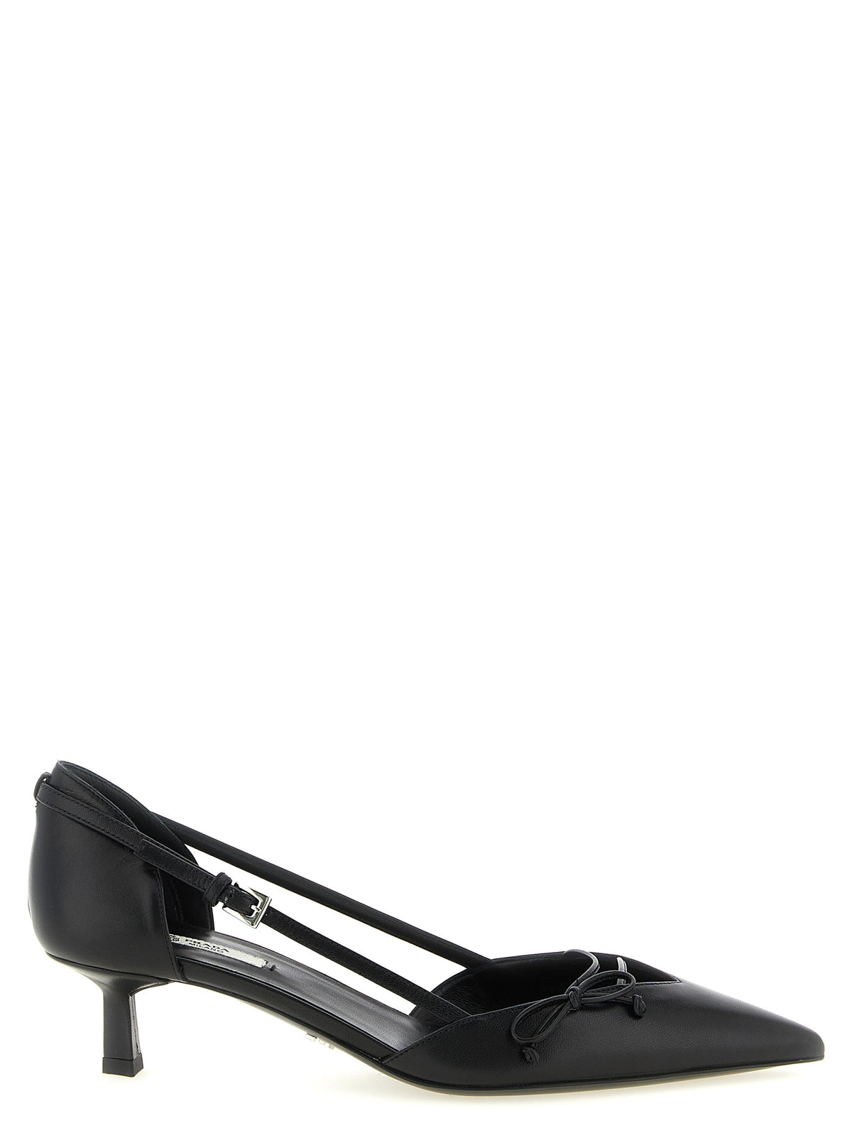 Prada Black Goatskin Mid Heel Women's Pumps