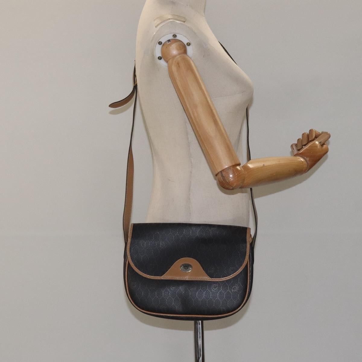 Christian Dior Vintage Honeycomb Flap Coated Canvas Black Canvas Shoulder Bag Bag (Pre-Owned)
