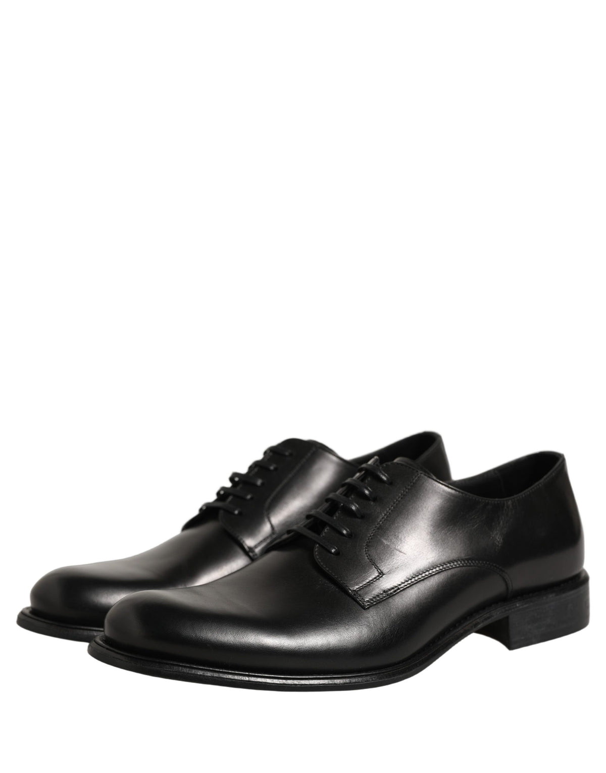 Dolce & Gabbana Black Calfskin Leather Derby Men Dress Men's Shoes