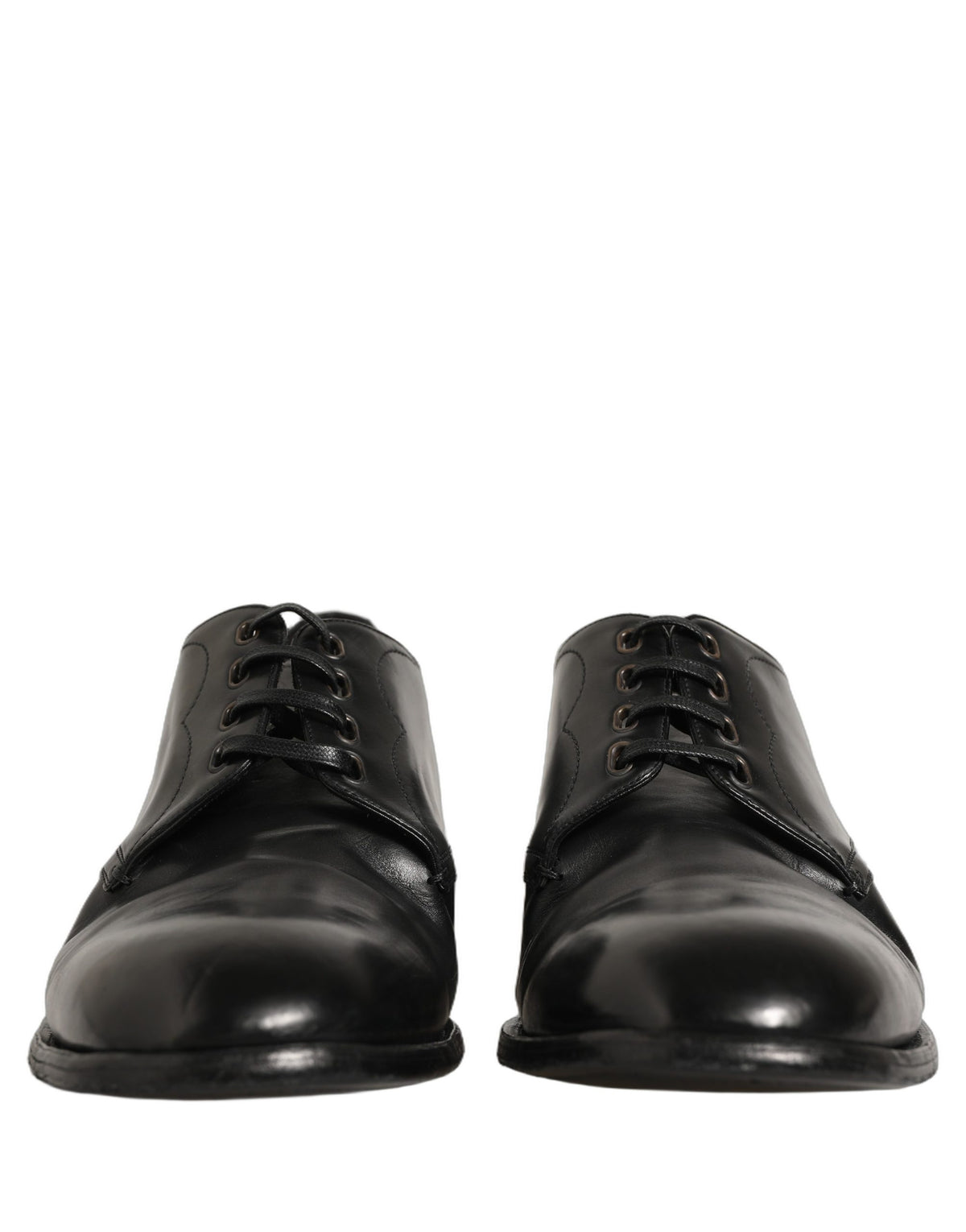 Dolce & Gabbana Black Calfskin Leather Derby Men Dress Men's Shoes