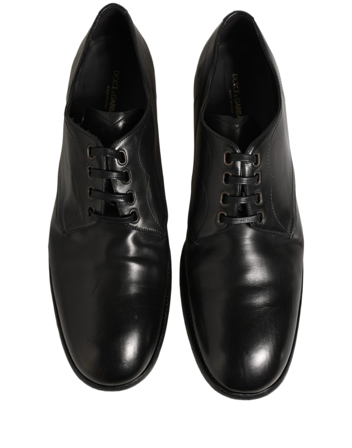 Dolce & Gabbana Black Calfskin Leather Derby Men Dress Men's Shoes