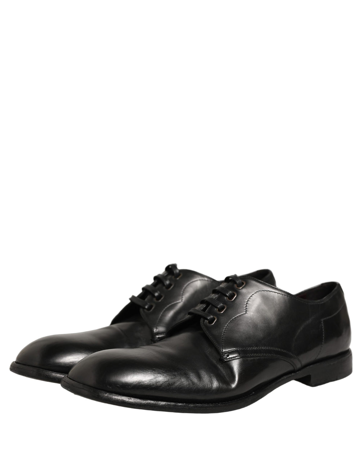 Dolce & Gabbana Black Calfskin Leather Derby Men Dress Men's Shoes