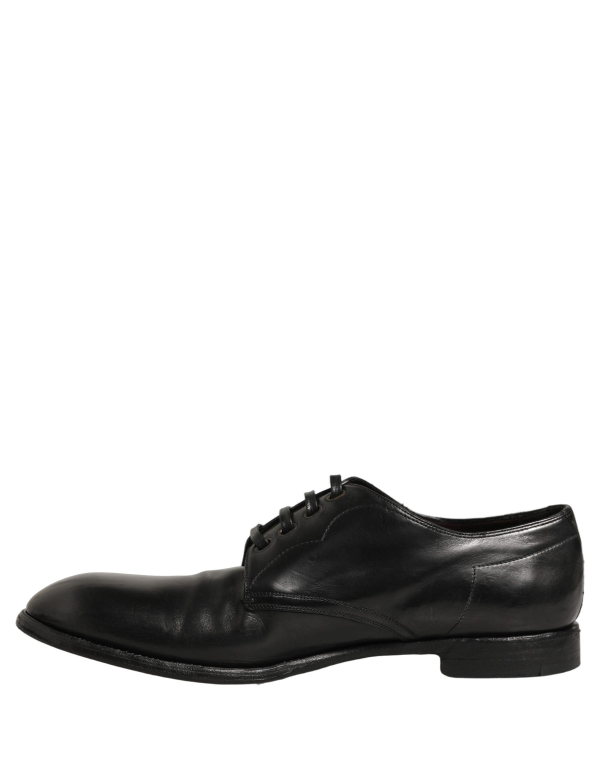 Dolce & Gabbana Black Calfskin Leather Derby Men Dress Men's Shoes