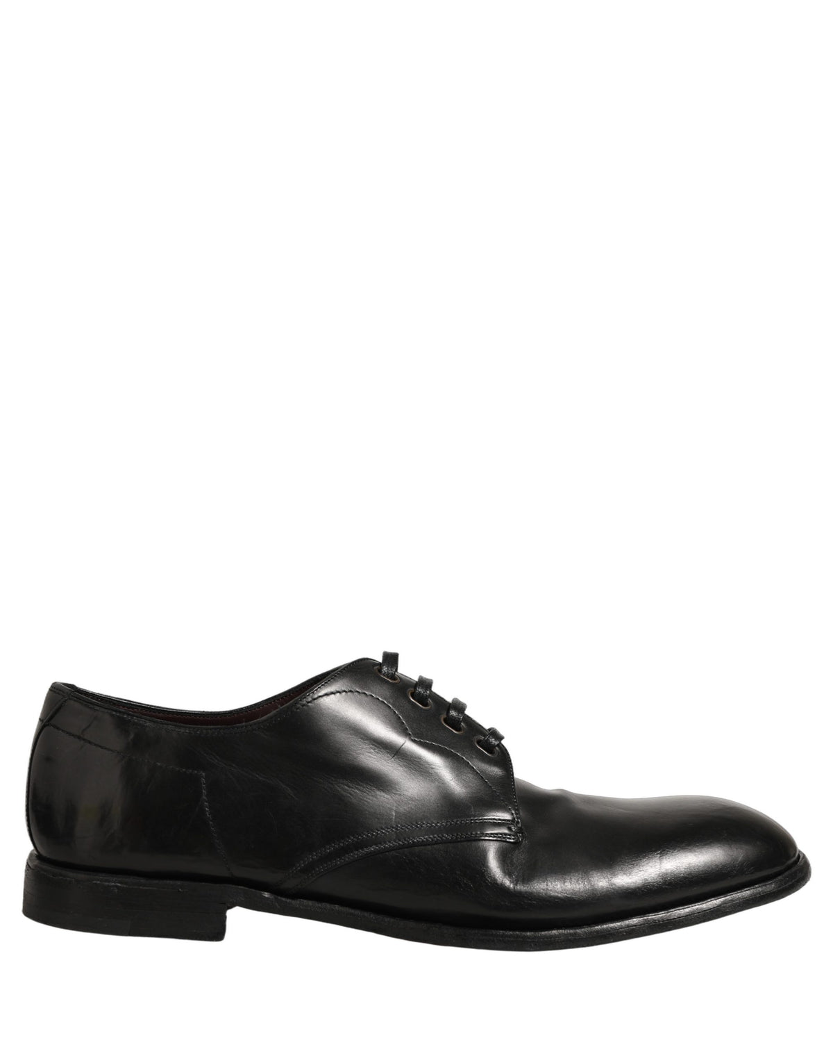 Dolce & Gabbana Black Calfskin Leather Derby Men Dress Men's Shoes