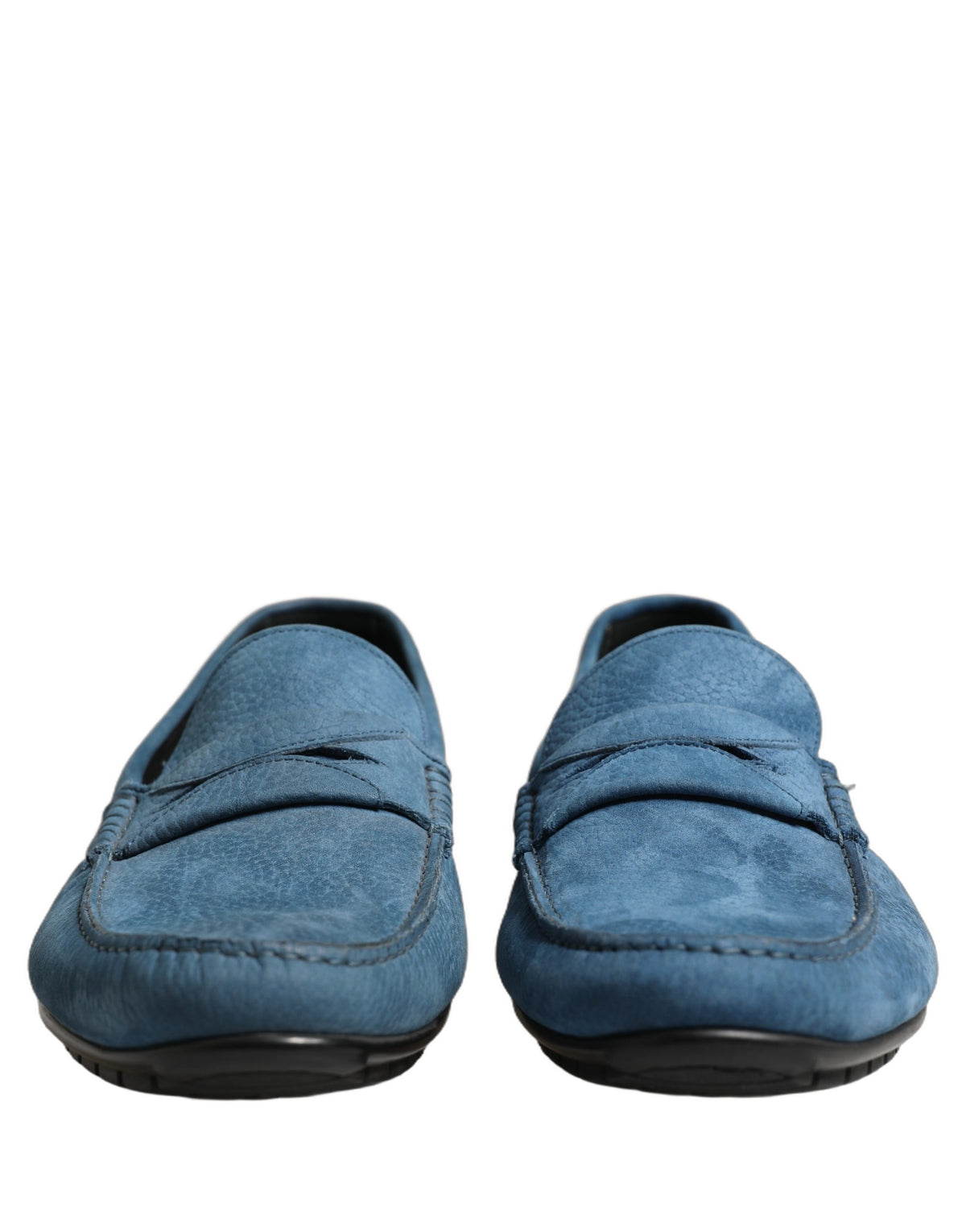 Dolce & Gabbana Blue Calfskin Leather Driver Loafers Men's Shoes