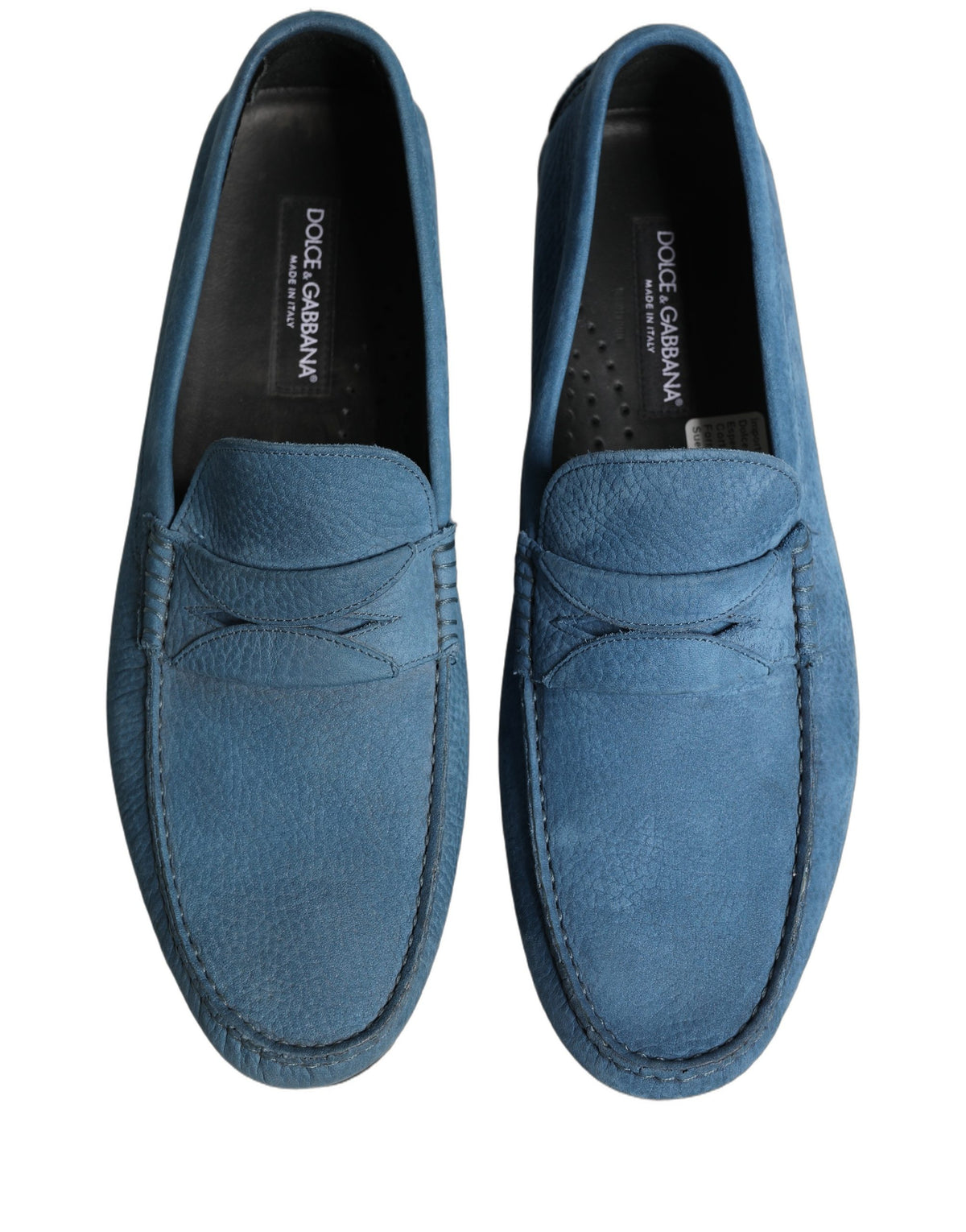 Dolce & Gabbana Blue Calfskin Leather Driver Loafers Men's Shoes