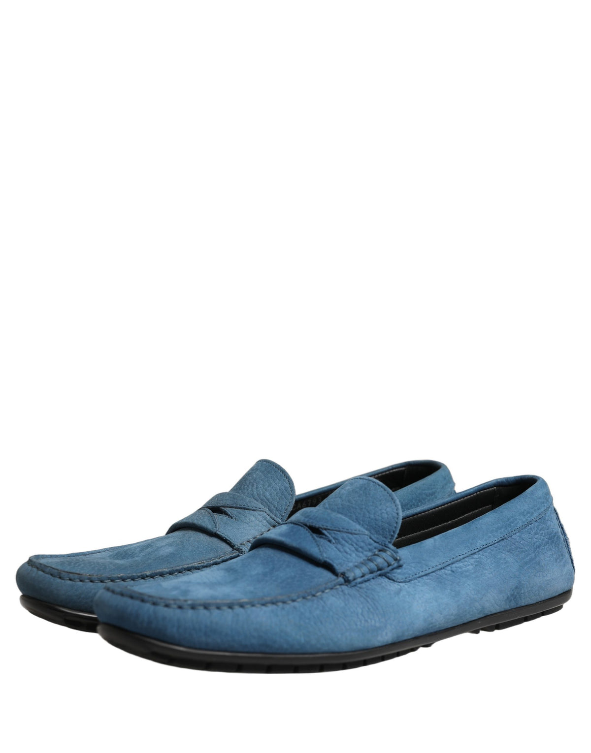 Dolce & Gabbana Blue Calfskin Leather Driver Loafers Men's Shoes