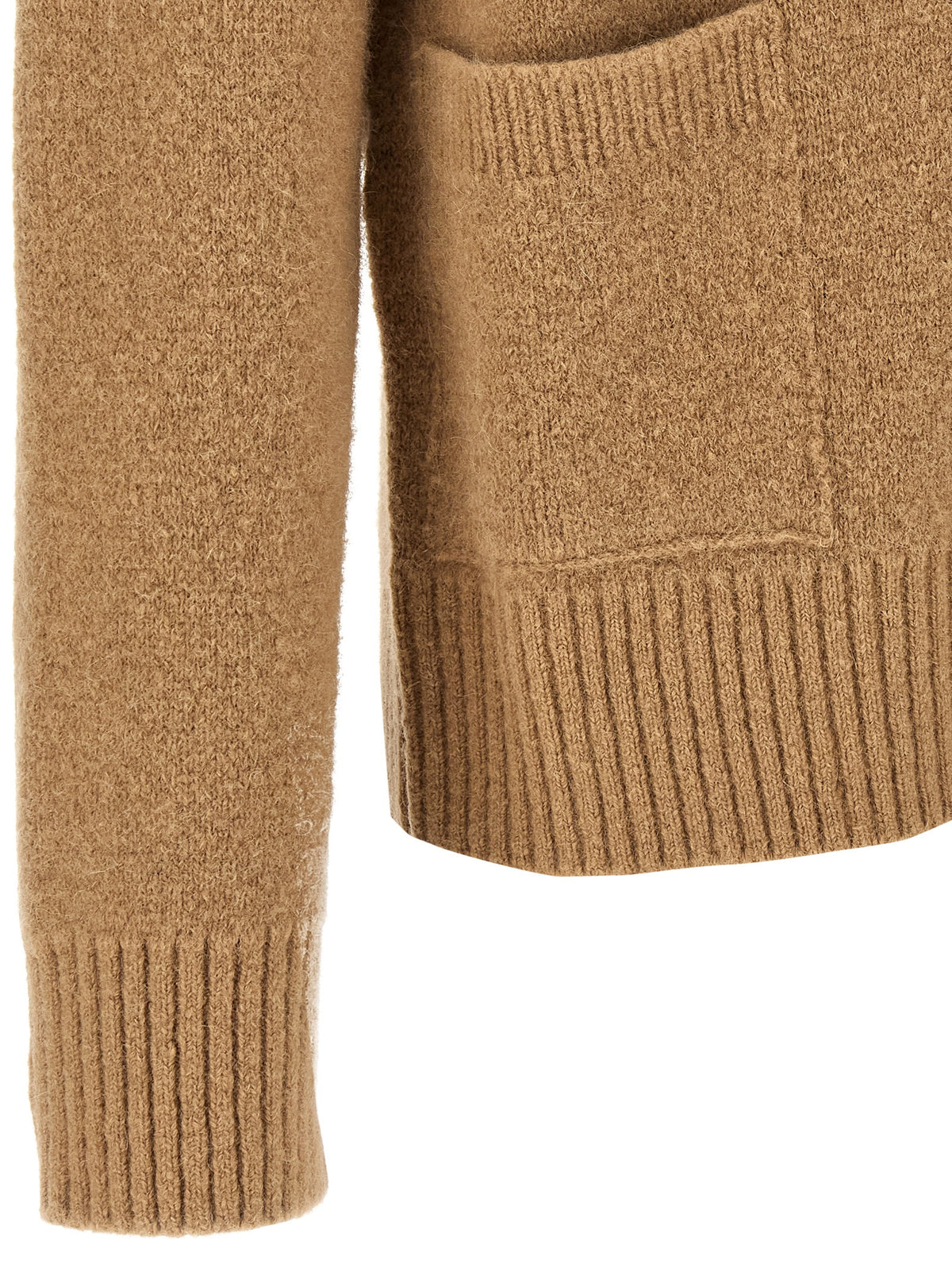 Ami Paris Beige Alpaca Leather Women's Cardigan