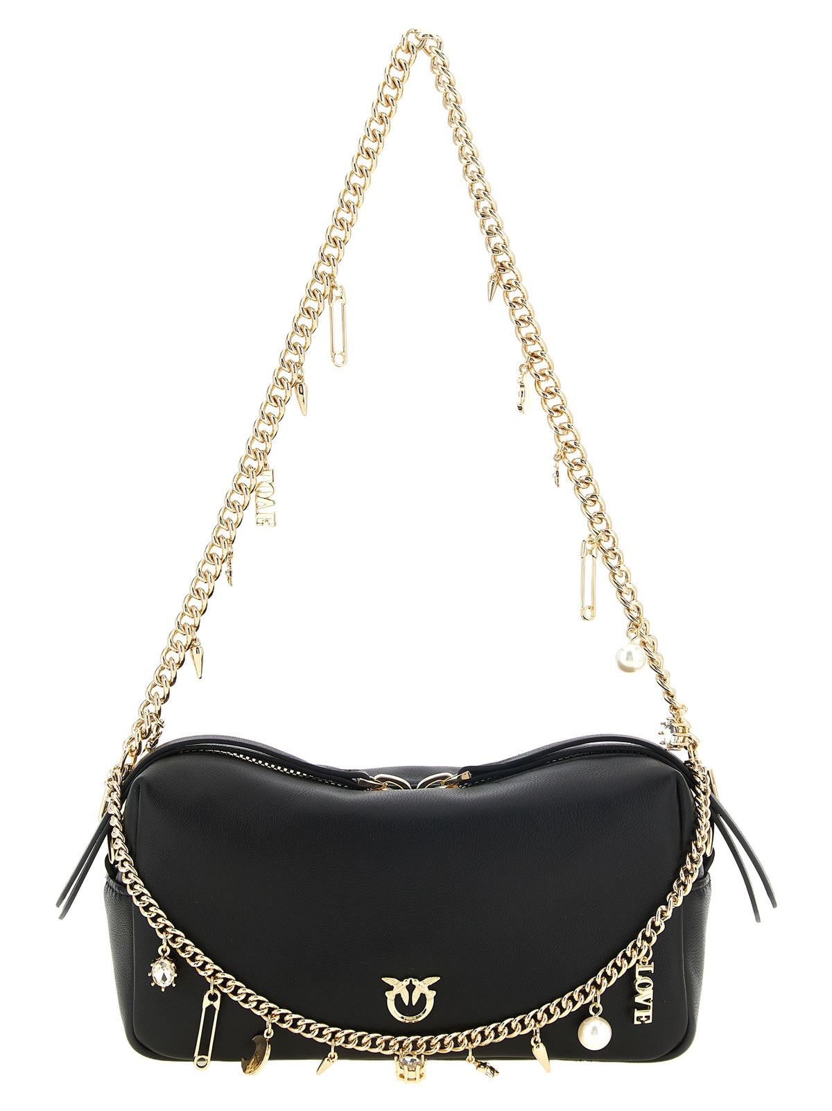 PINKO Black Lambskin Shoulder Women's Bag
