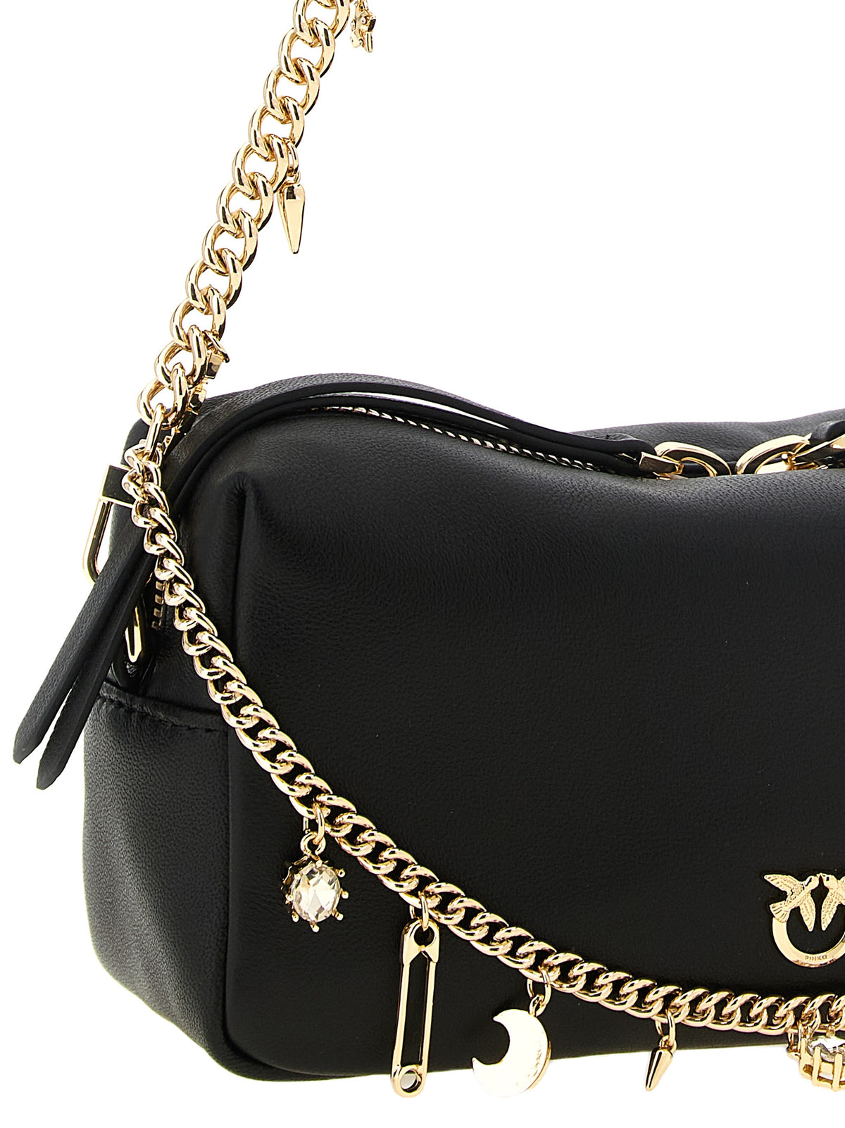 PINKO Black Lambskin Shoulder Women's Bag