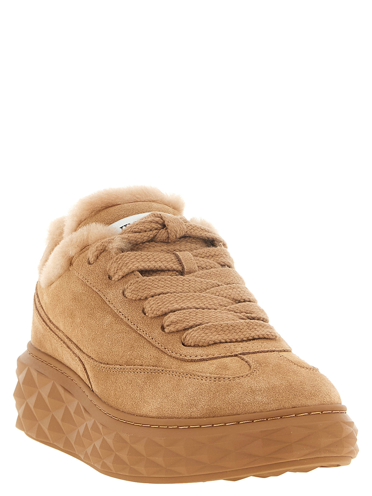 Jimmy Choo Beige Lamb Leather Chunky Women's Sneakers