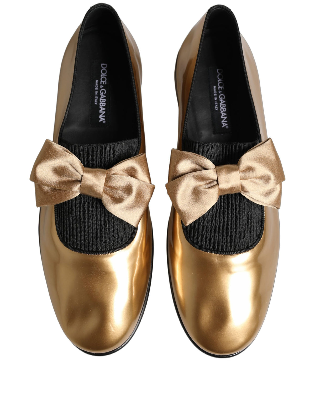 Dolce & Gabbana Metallic Gold Leather Flats Loafers Women's Shoes