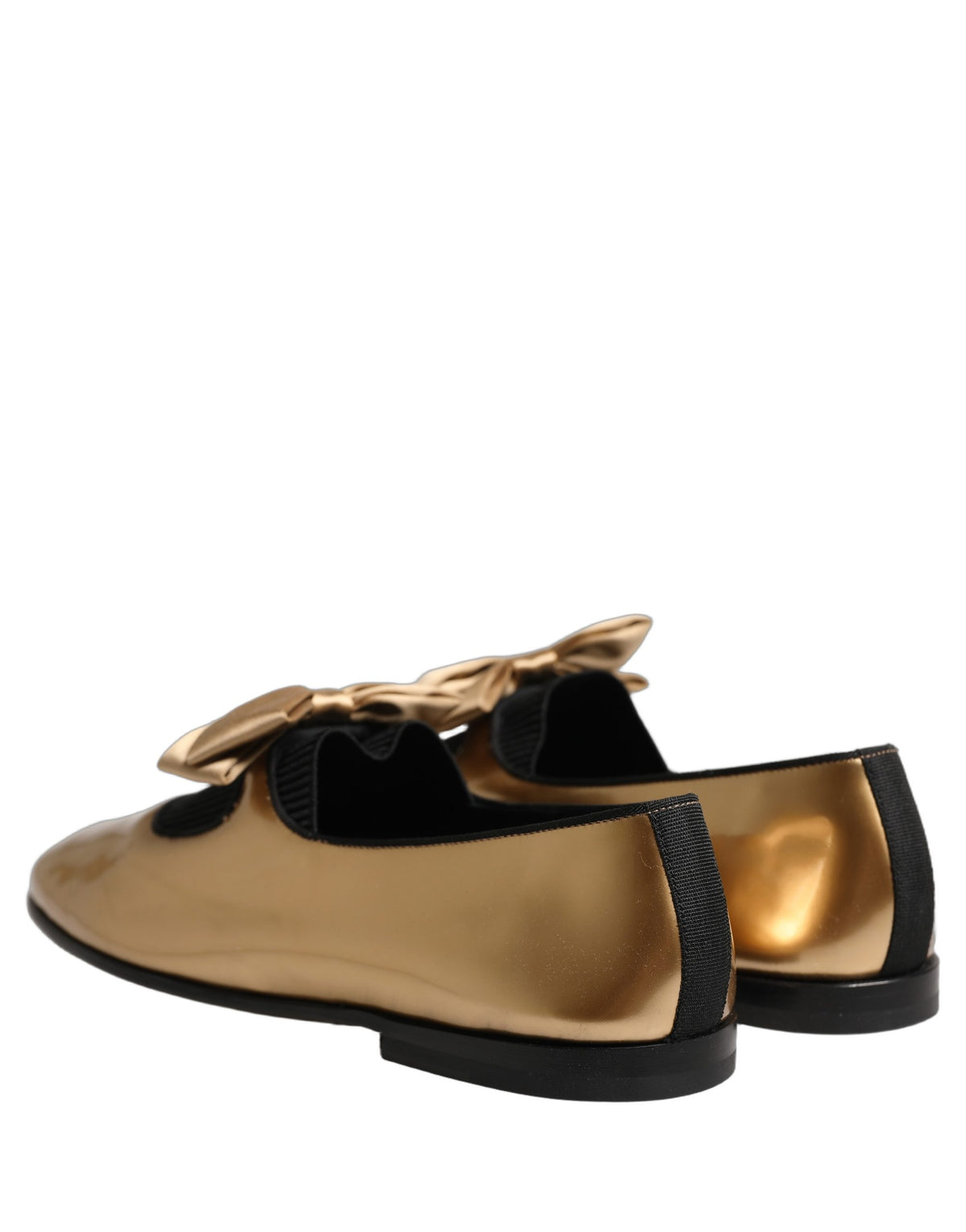 Dolce & Gabbana Metallic Gold Leather Flats Loafers Women's Shoes