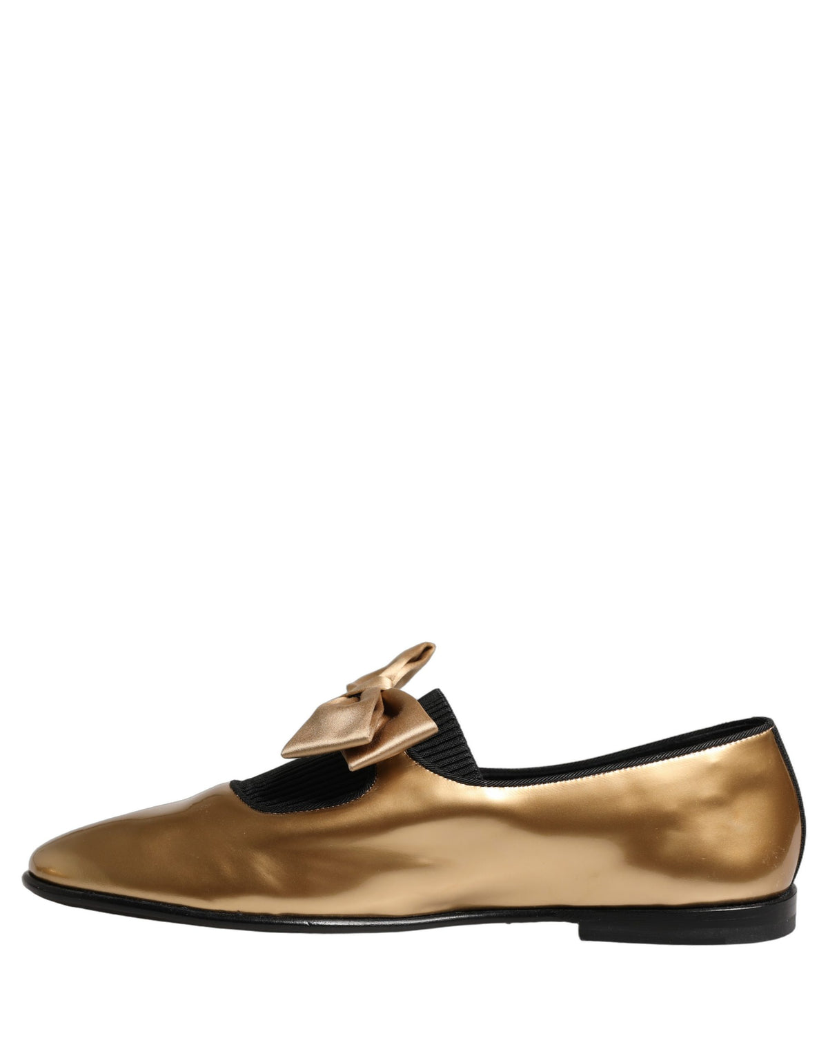 Dolce & Gabbana Metallic Gold Leather Flats Loafers Women's Shoes